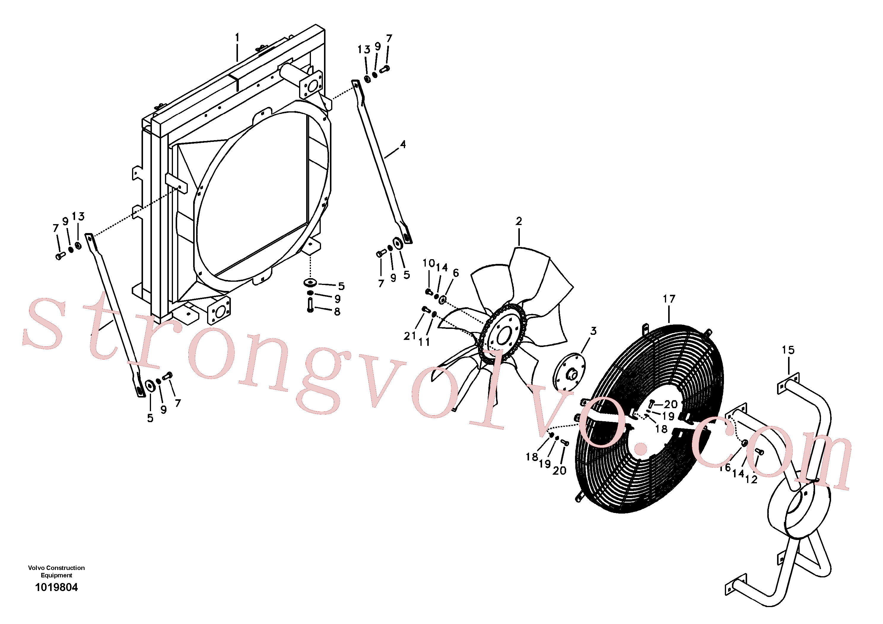 VOE11110731 Volvo Sistema hidráulico, suporte do refrigerador do óleo(1019804 Montagem)