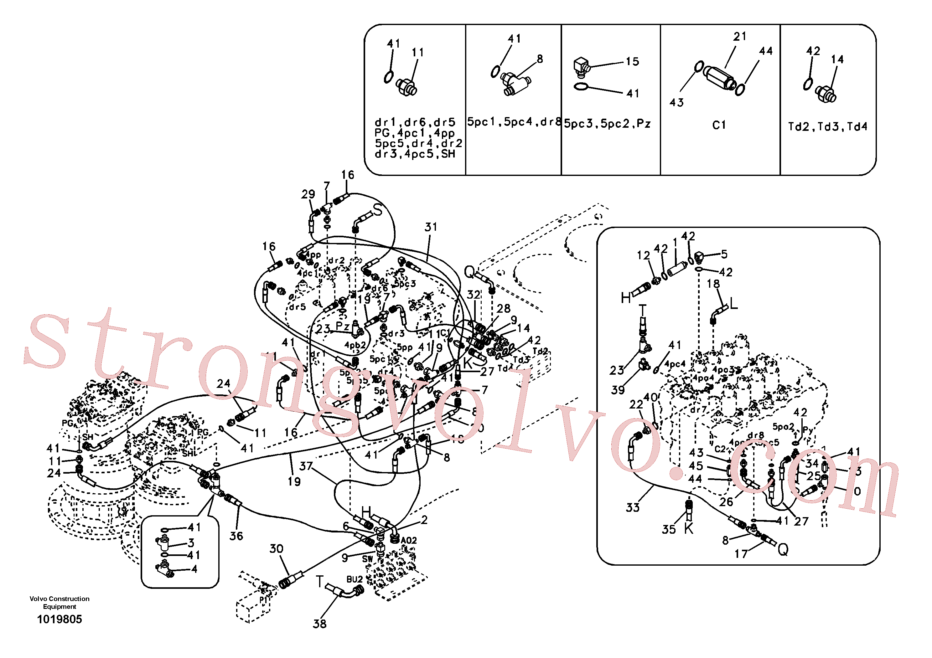 SA9453-02260 Volvo Sistema servomotor, tubagem da válvula de comando(1019805 Montagem)