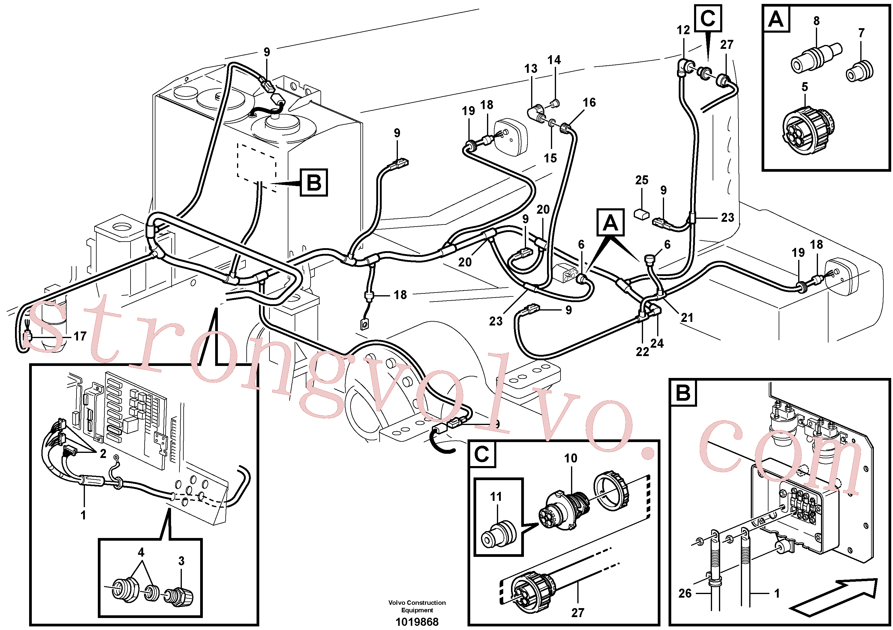 VOE4803711 Volvo Cablagem, traseira(1019868 Montagem)