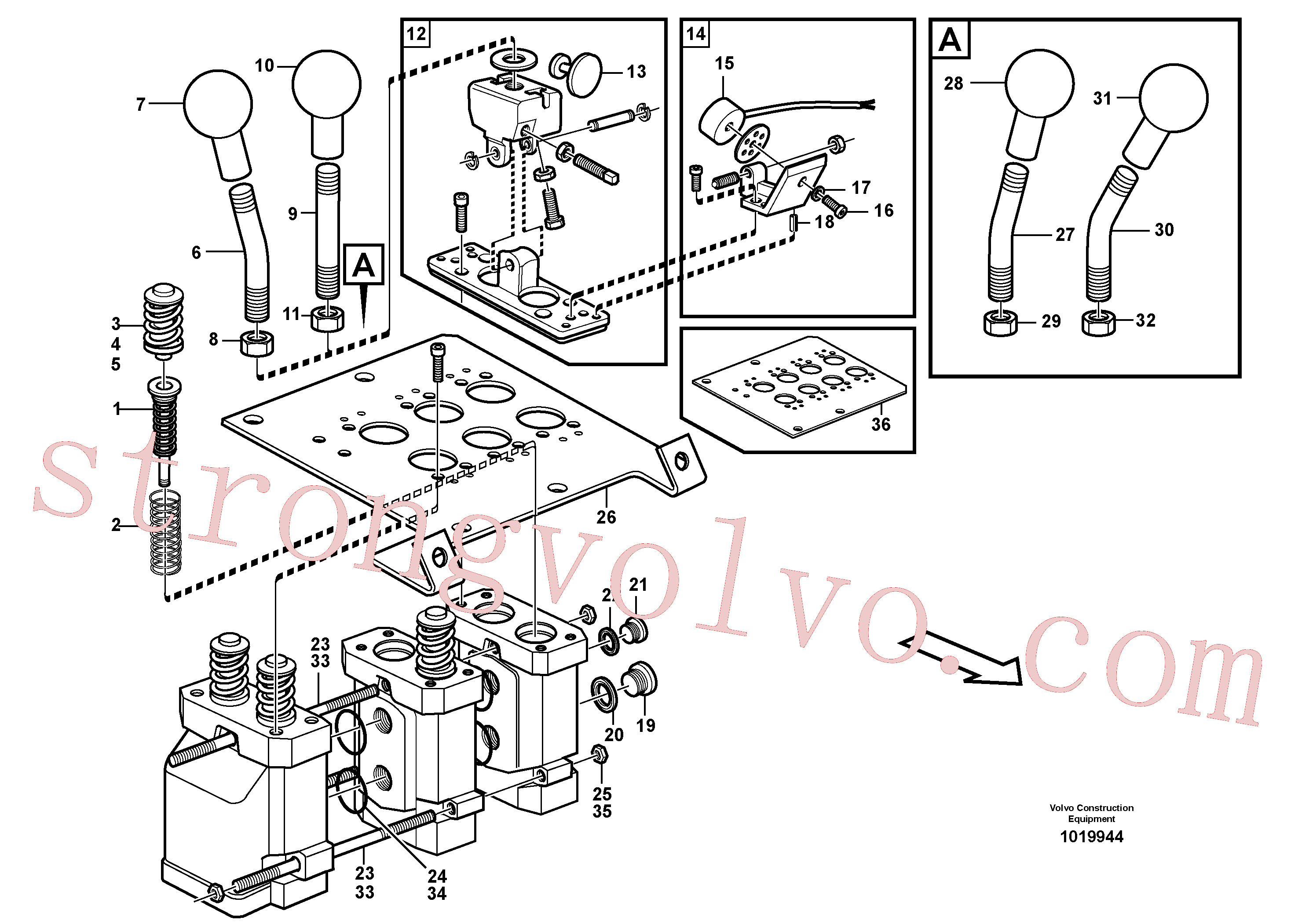 VOE11705081 Volvo Servoválvula(1019944 Montagem)