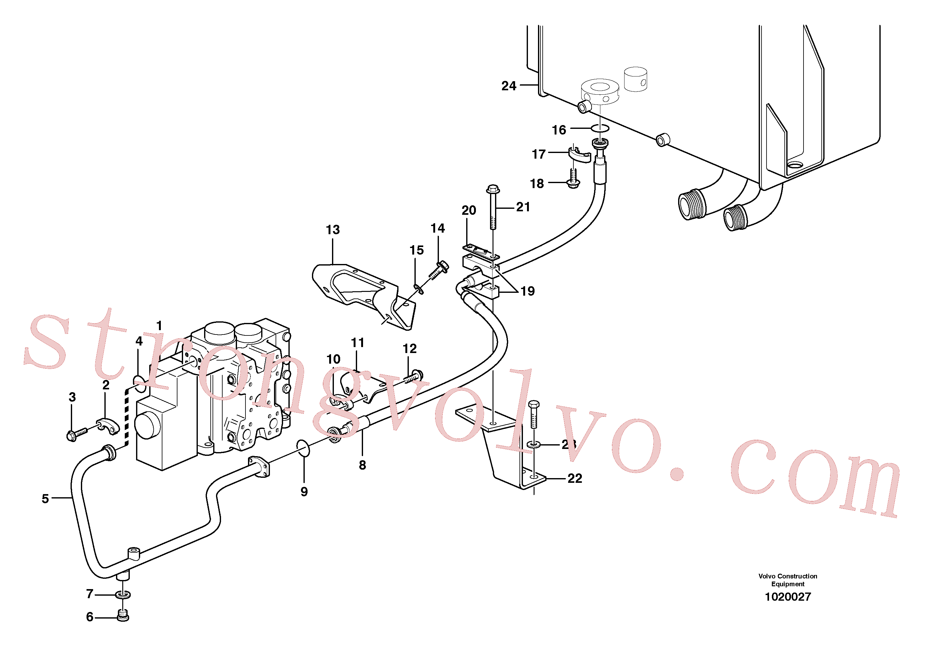 VOE14216008 Volvo Sistema hidráulico, linha de retorno(1020027 Montagem)