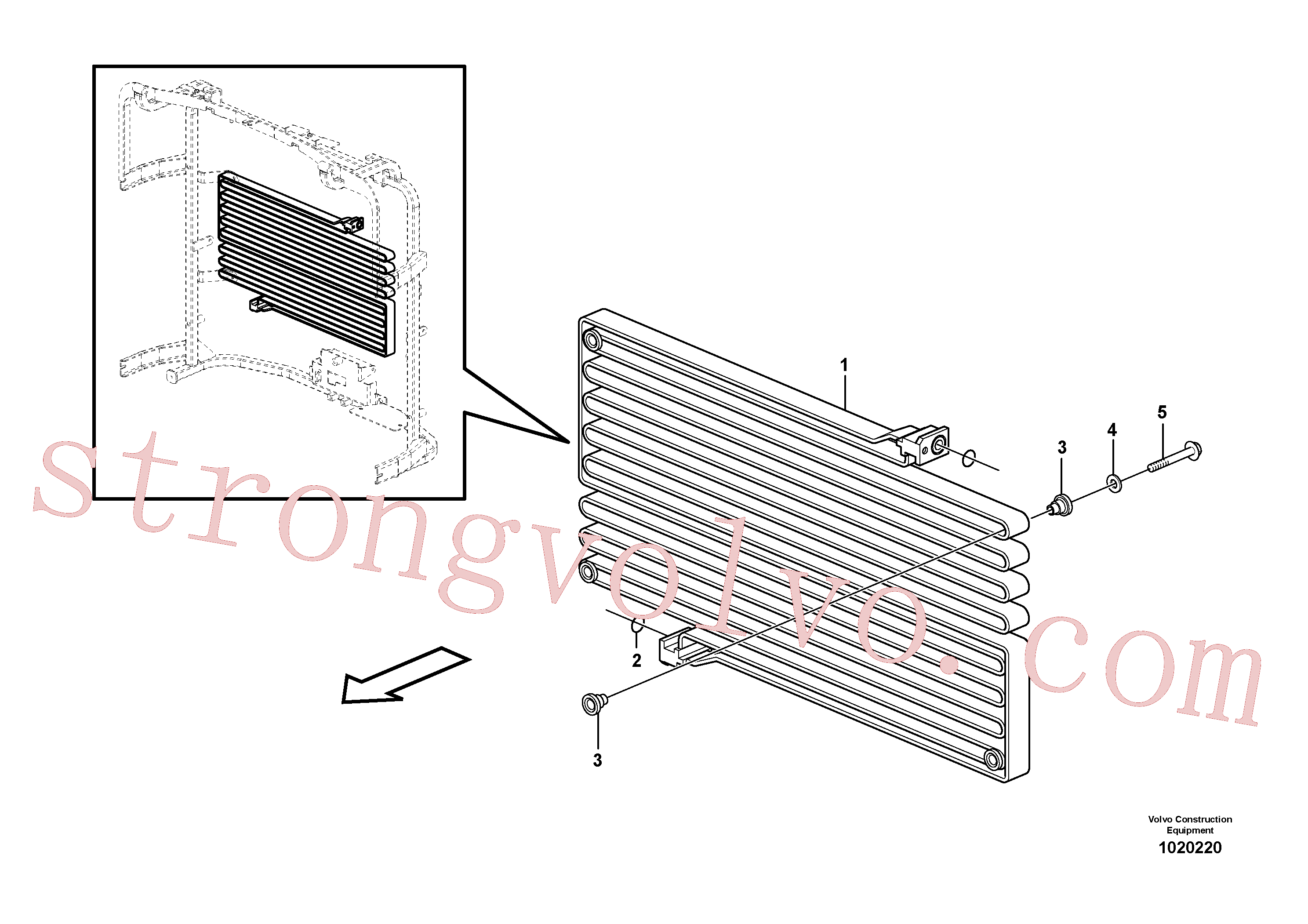 VOE925739 Volvo Condensador para agente de refrigeração R134a com acessórios.(1020220 Montagem)