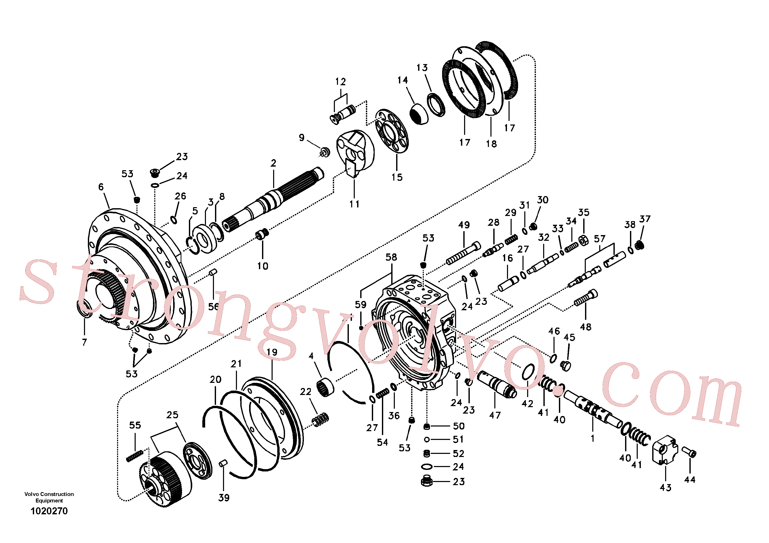 Atacado VOE14528281 Travel motor Volvo escavadeira