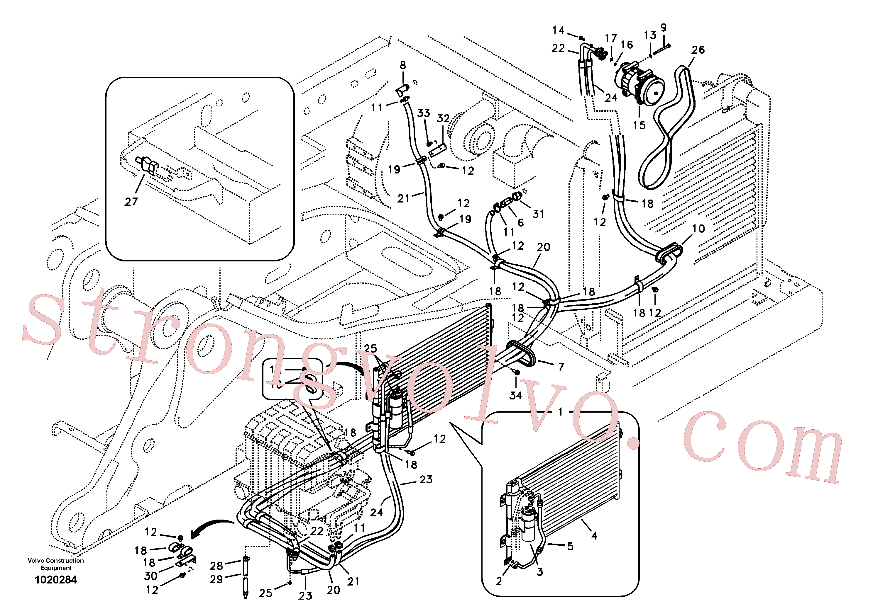 VOE14507450 Volvo Linha do ar condicionado, refrigeração e aquecimento(1020284 Montagem)