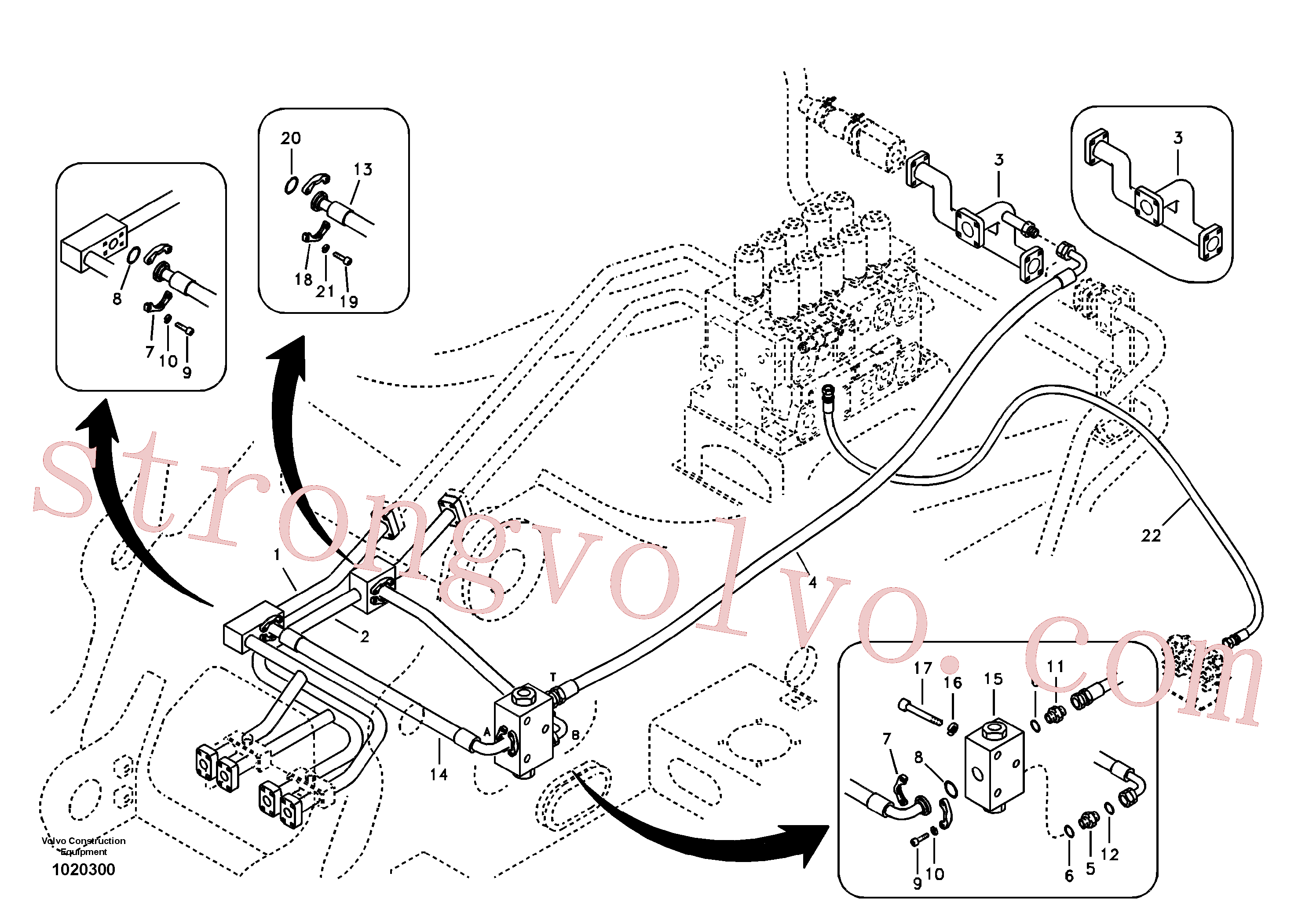 VOE14521374 Volvo Sistema hidráulico, válvula de comando da lança e articulação(1020300 Montagem)