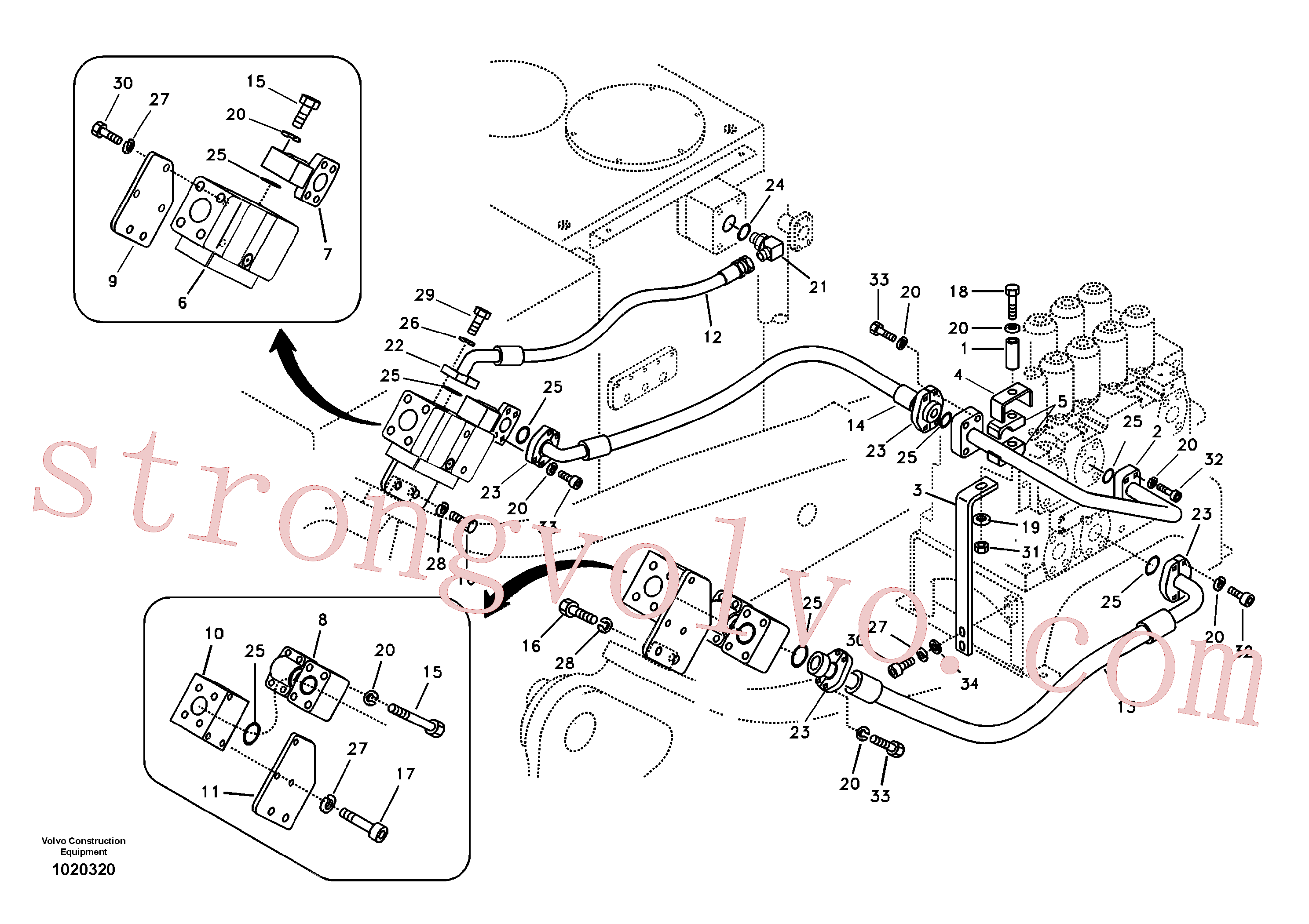 SA9413-11060 Volvo Hidráulica de serviço, martelo e cortador para topo(1020320 Montagem)