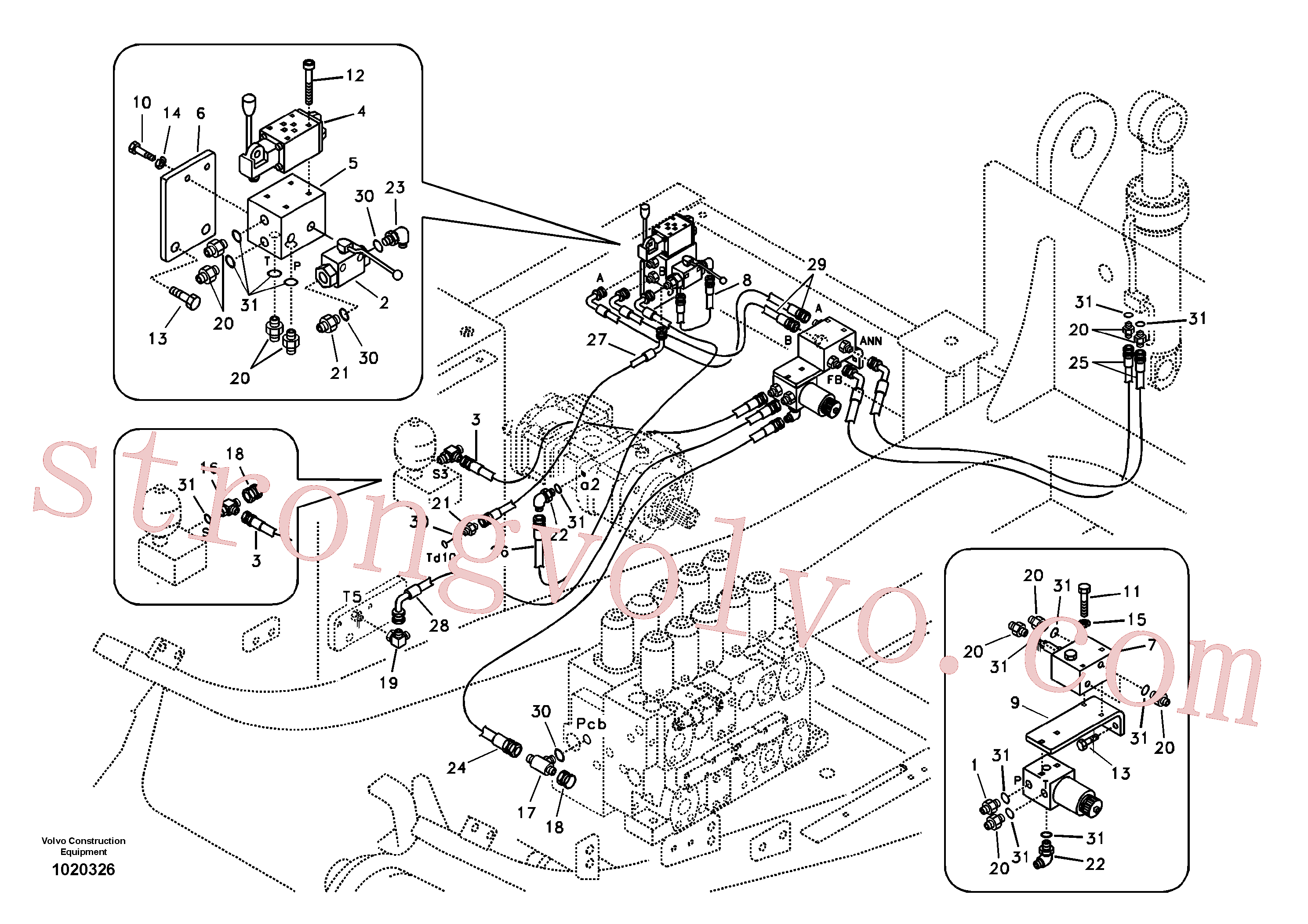 SA9011-20615 Volvo Sistema hidráulico de trabalho, remoção de contrapeso.(1020326 Montagem)