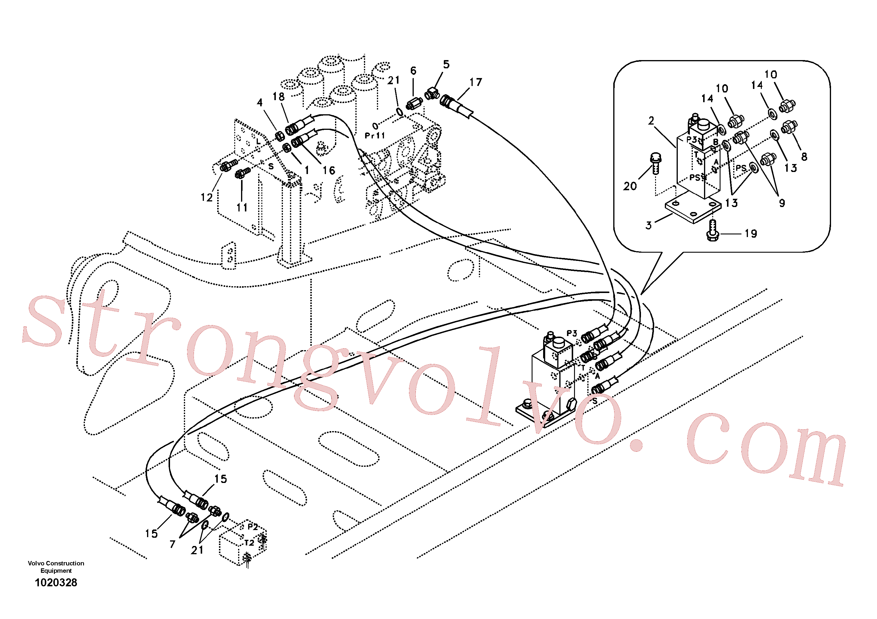 SA9451-03639 Volvo Hidráulica de serviço, encaixe rápido na estrutura superior(1020328 Montagem)