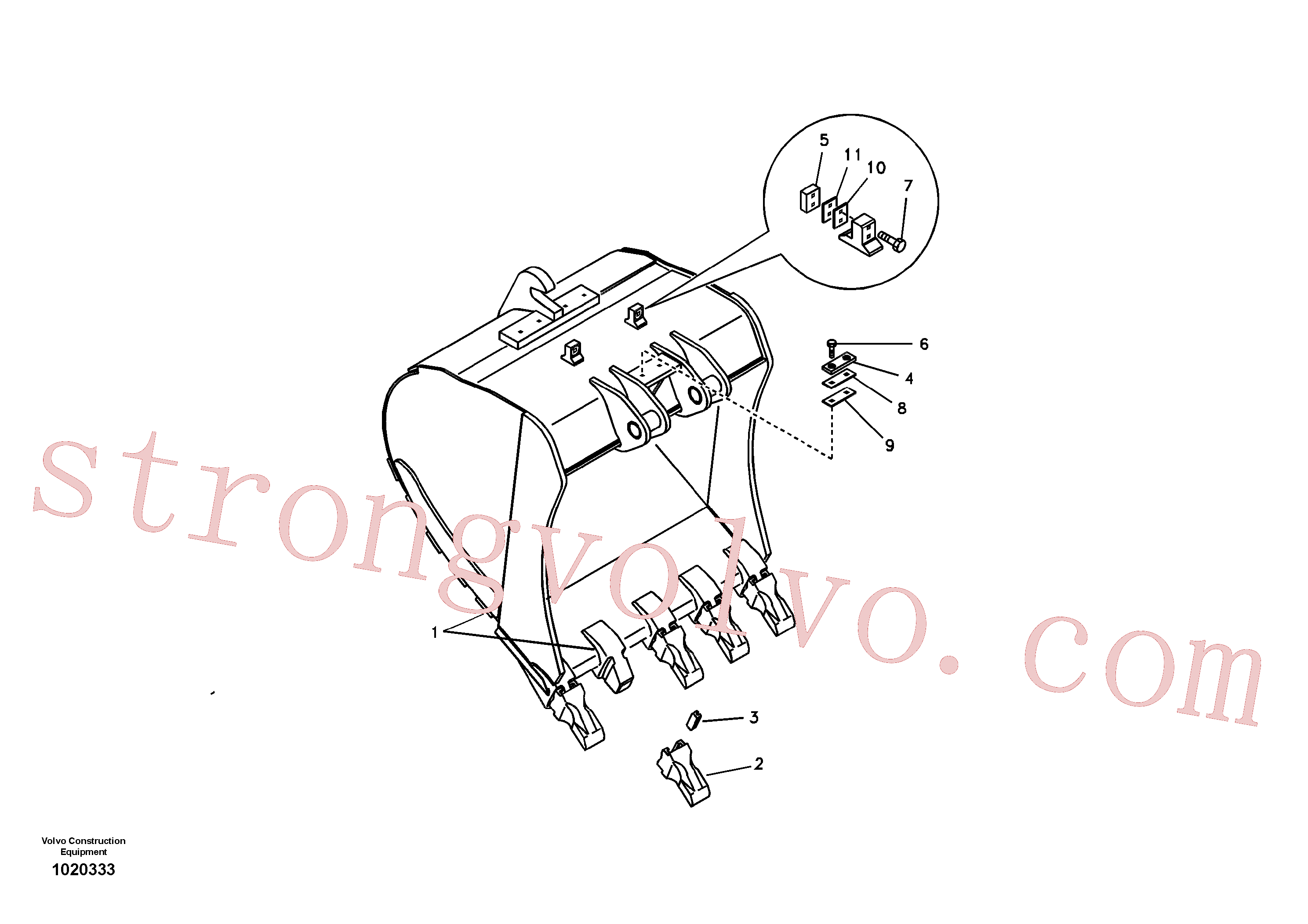 VOE14511847 Volvo Baldes para Quickfit (engate rápido)(1020333 Montagem)