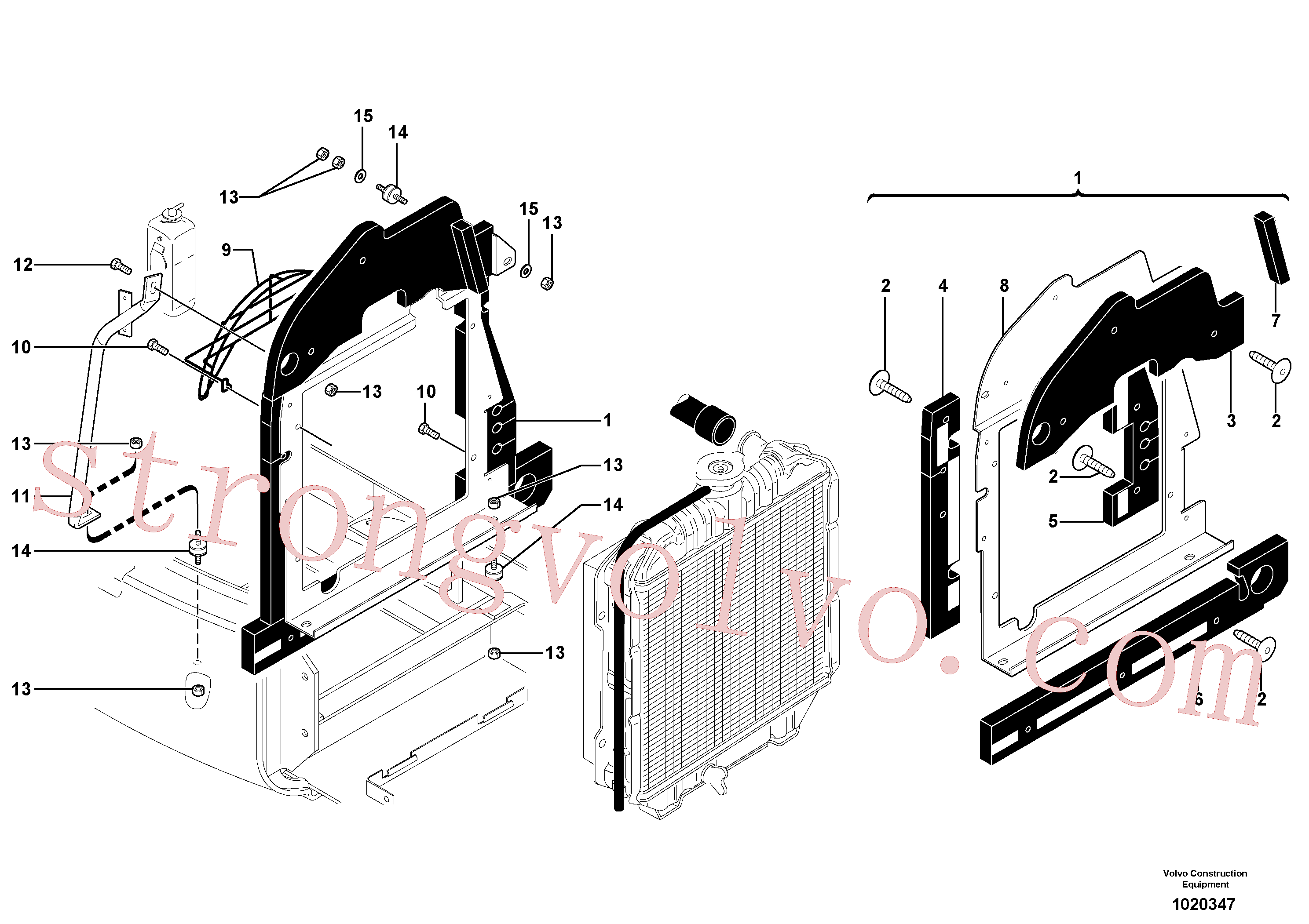 VOE11802713 Volvo Instalação do radiador(1020347 Montagem)