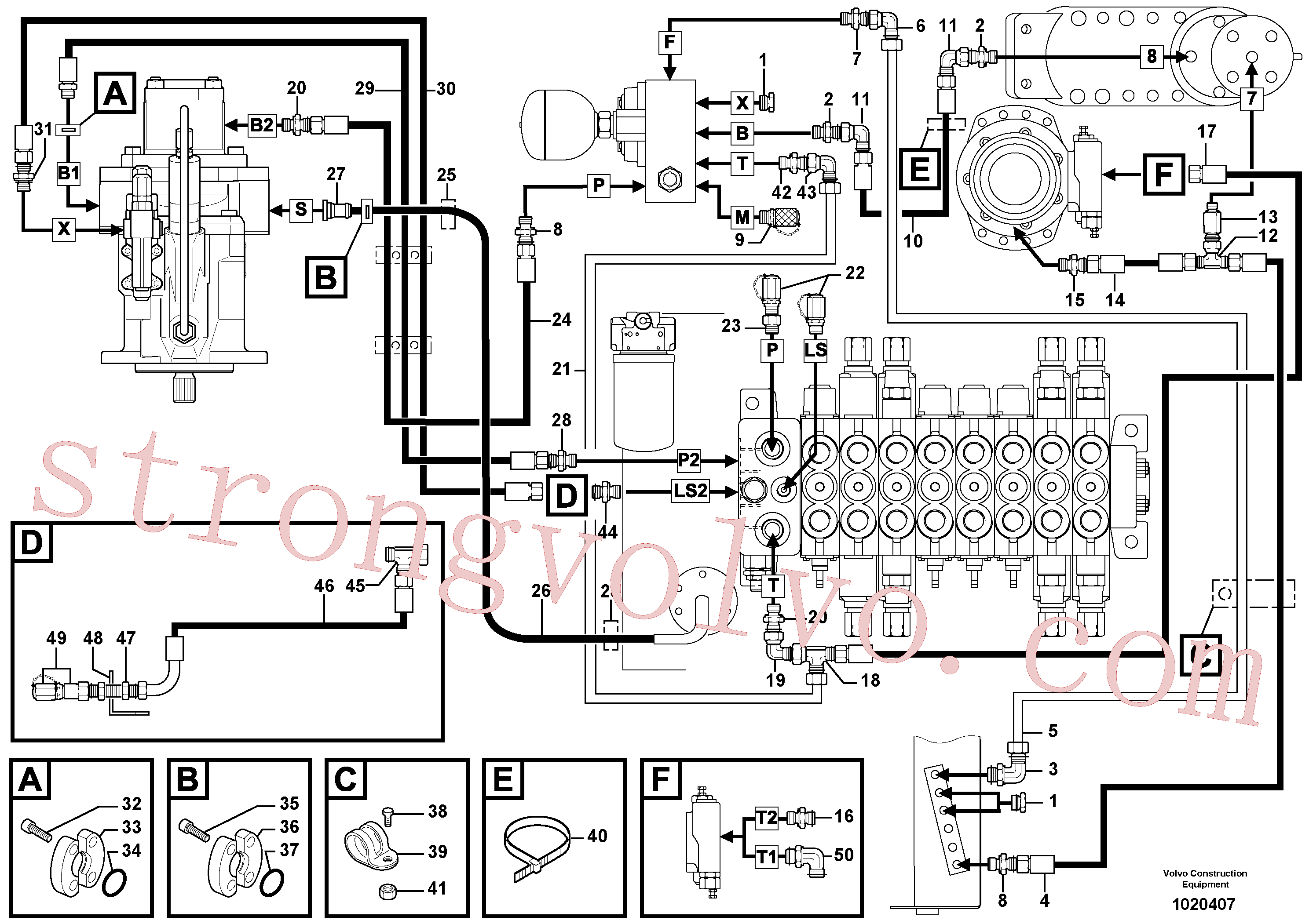 PJ4755020 Volvo Alimentação e circuito de retorno dos acoplamentos(1020407 Montagem)