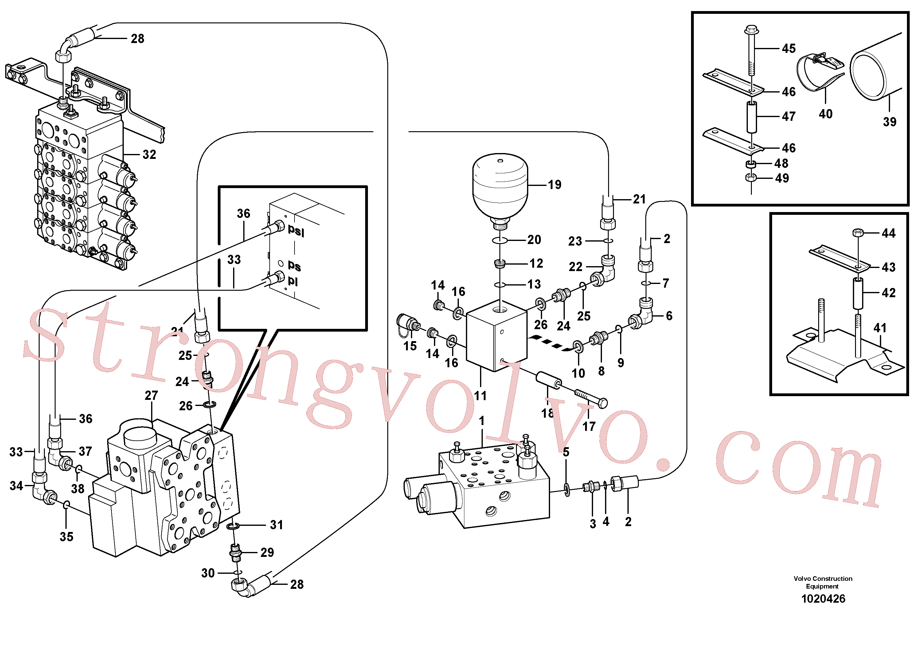 VOE11163103 Volvo Sistema servomotor, pressão piloto(1020426 Montagem)