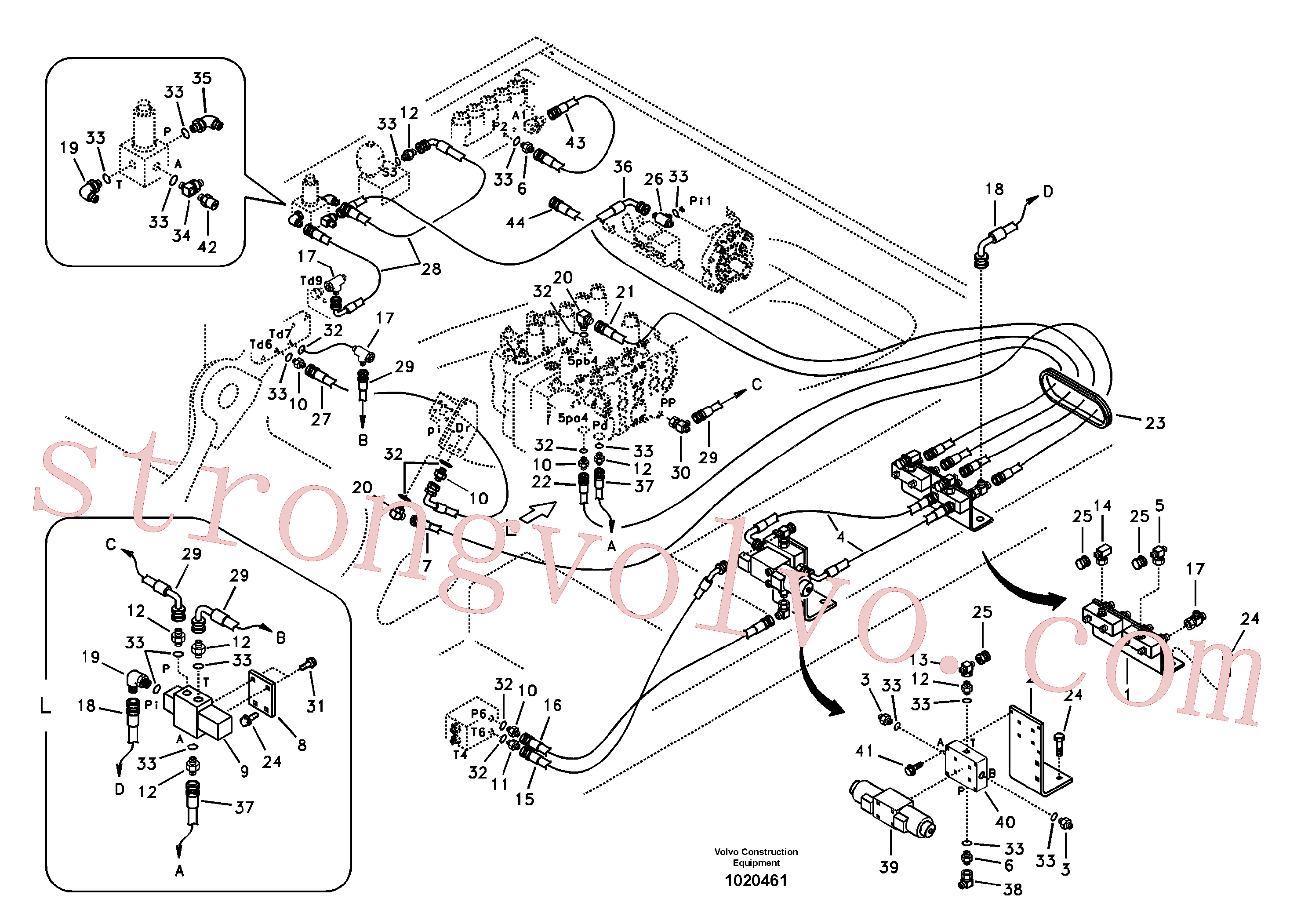 SA9451-03280 Volvo Hidráulica de serviço, martelo e cortador para fluxo da bomba principal(1020461 Montagem)
