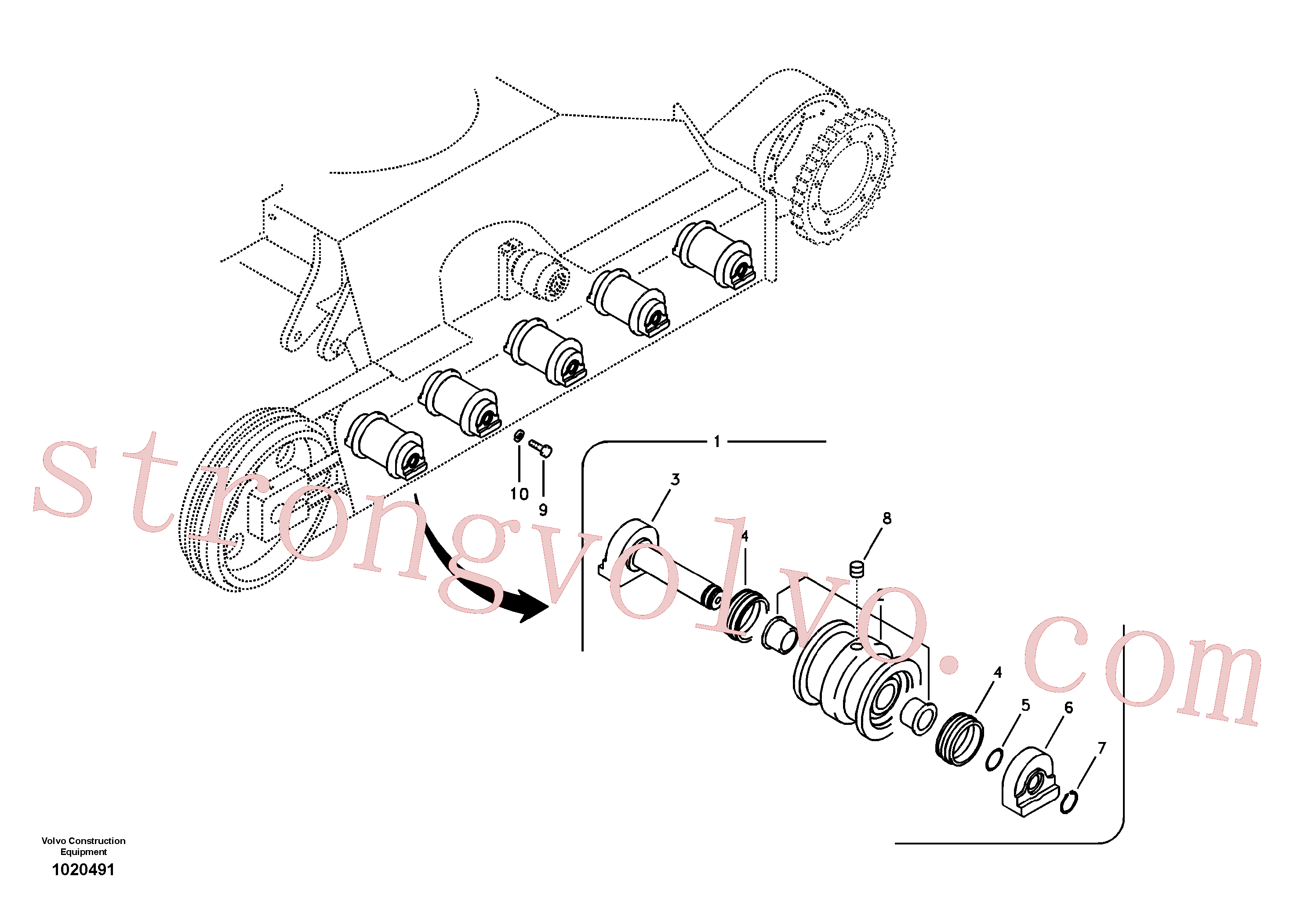 VOE978936 Volvo Rolete de fundo(1020491 Montagem)
