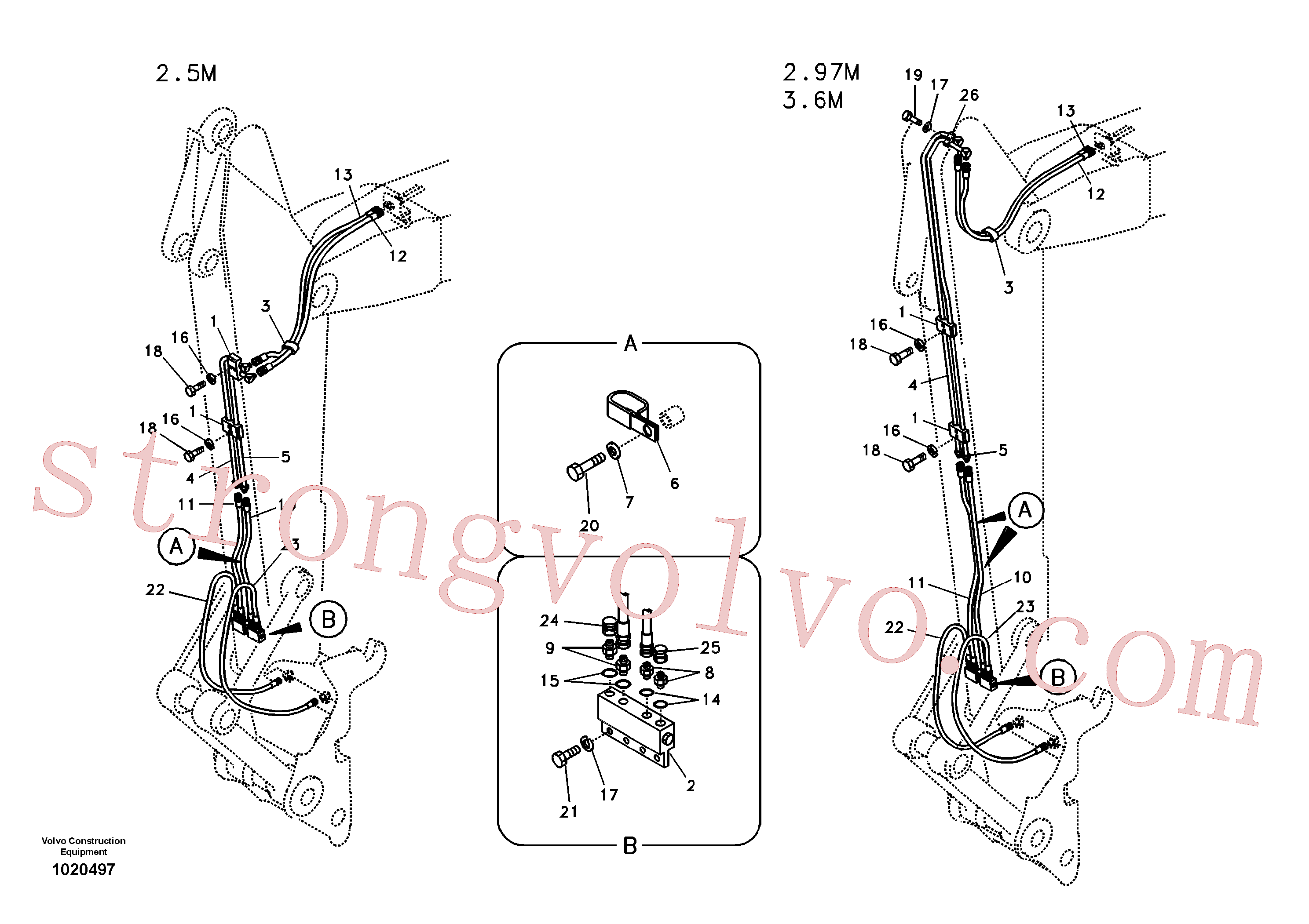 VOE14880151 Volvo Hidráulica de serviço, encaixe rápido no braço de afundamento(1020497 Montagem)