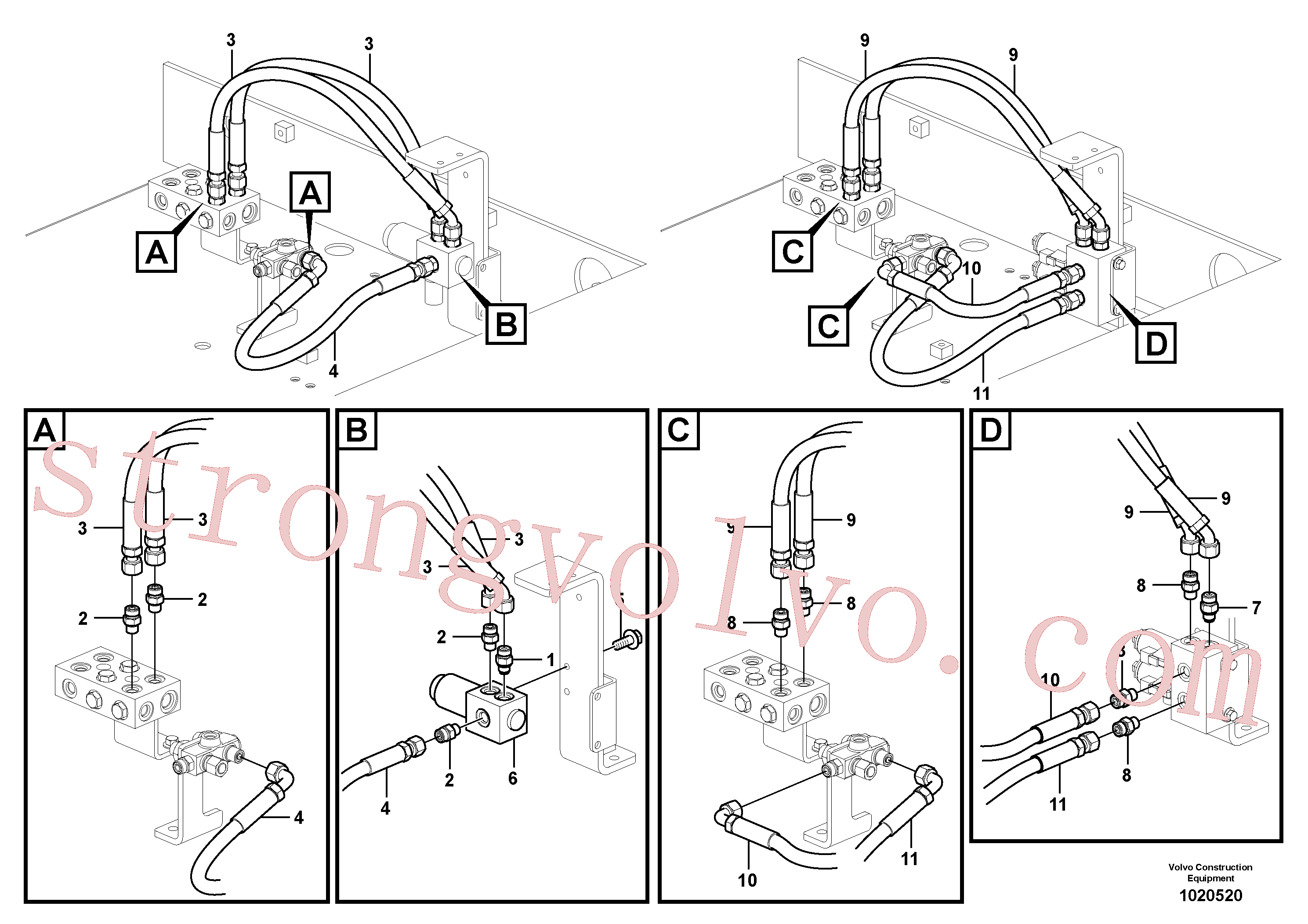 VOE936792 Volvo Sistema servomotor, martelo e corte(1020520 Montagem)