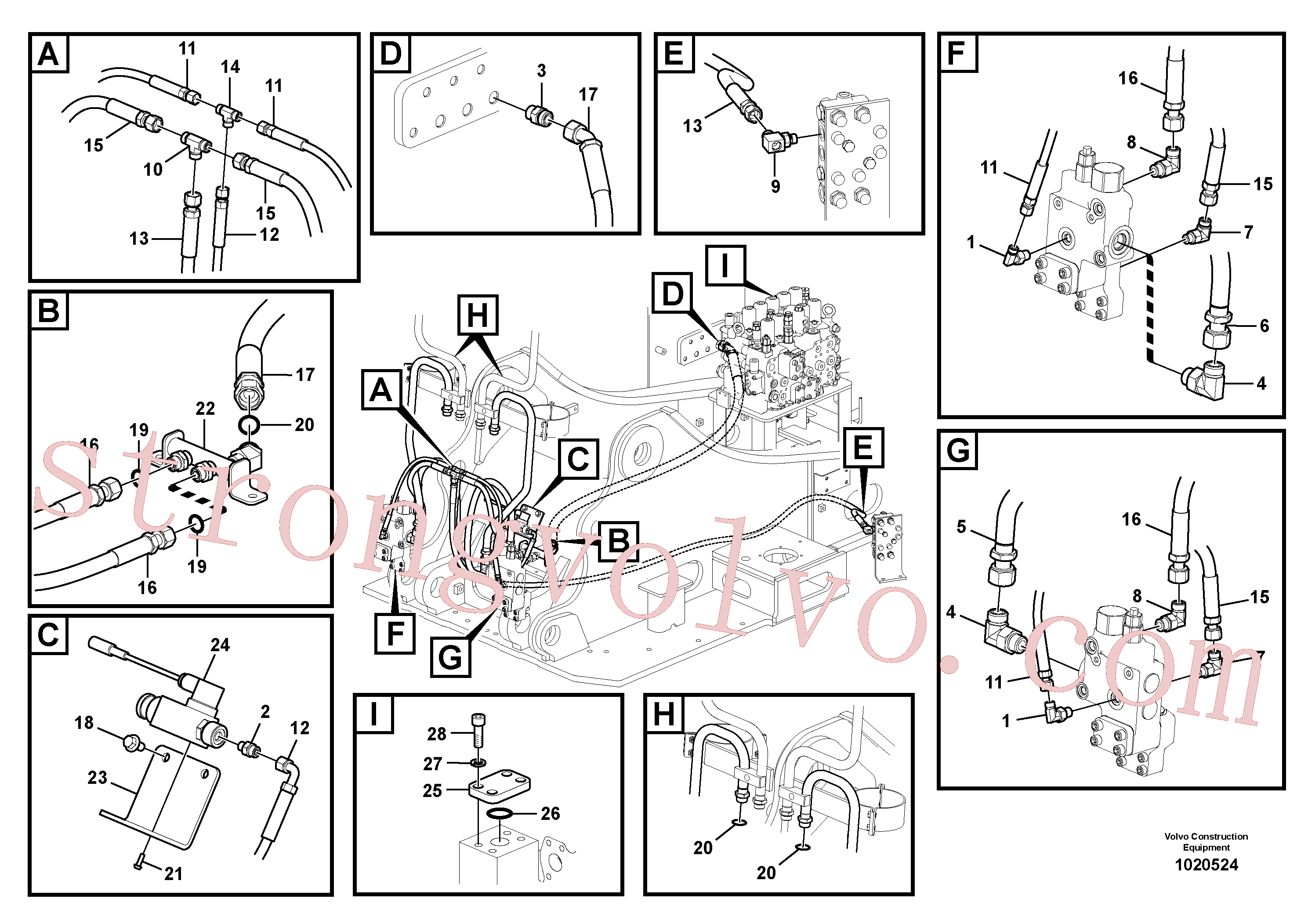 VOE938318 Volvo Hidráulica de serviço, ruptura da lança(1020524 Montagem)