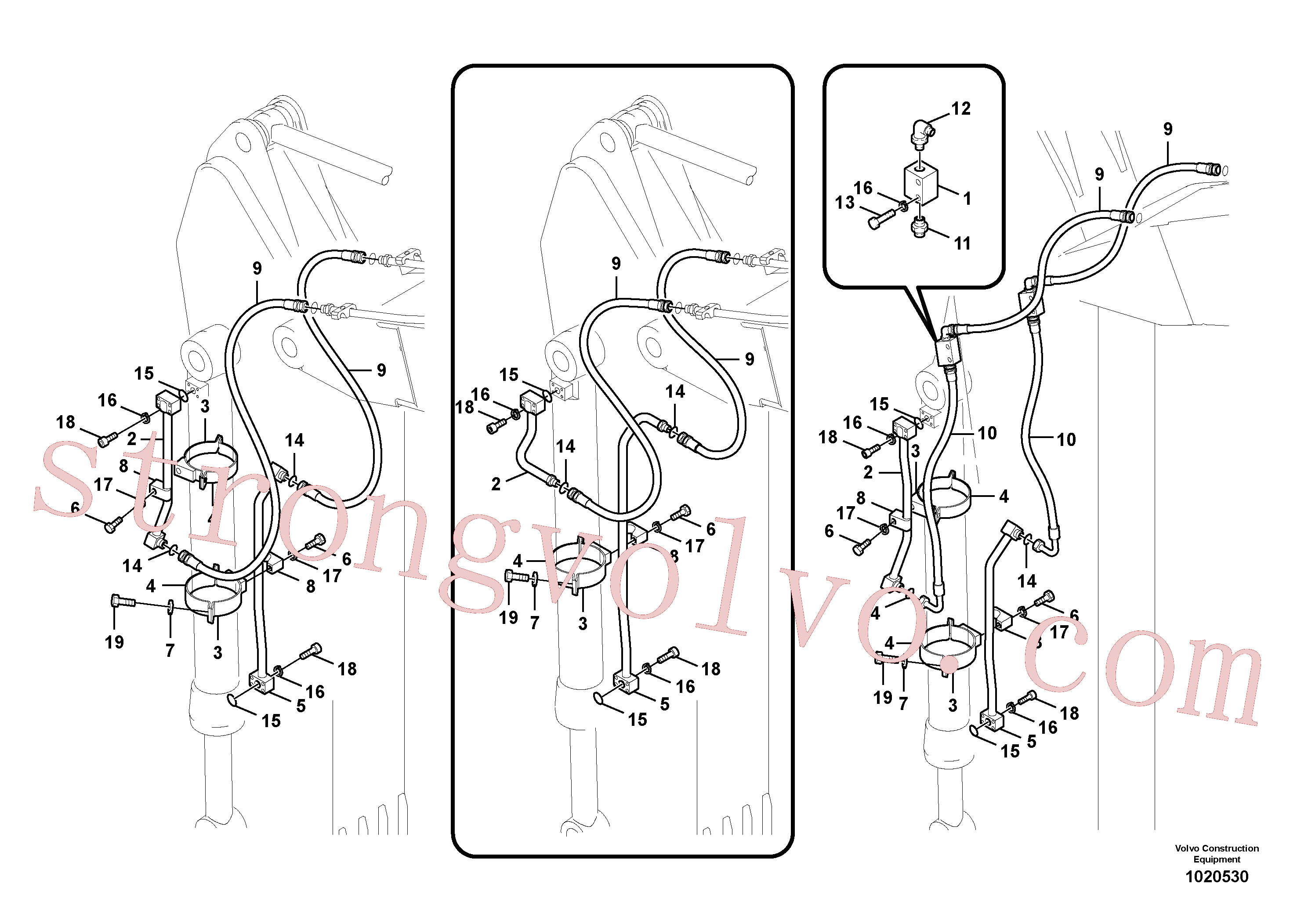 VOE14677104 Volvo Hidráulica de serviço, cilindro do balde no braço de afundamento(1020530 Montagem)