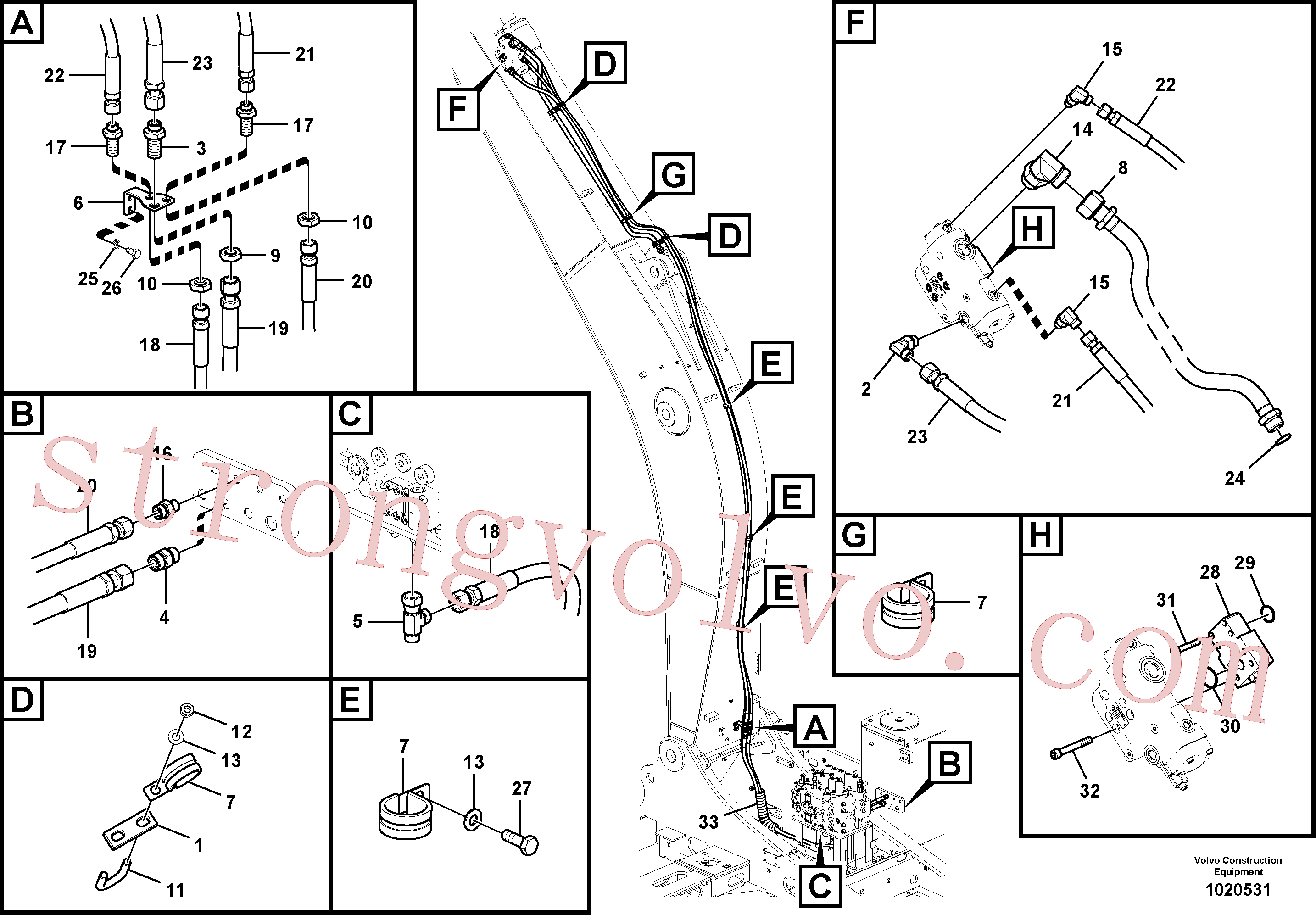 VOE936755 Volvo Hidráulica de serviço, ruptura do braço de afundamento(1020531 Montagem)