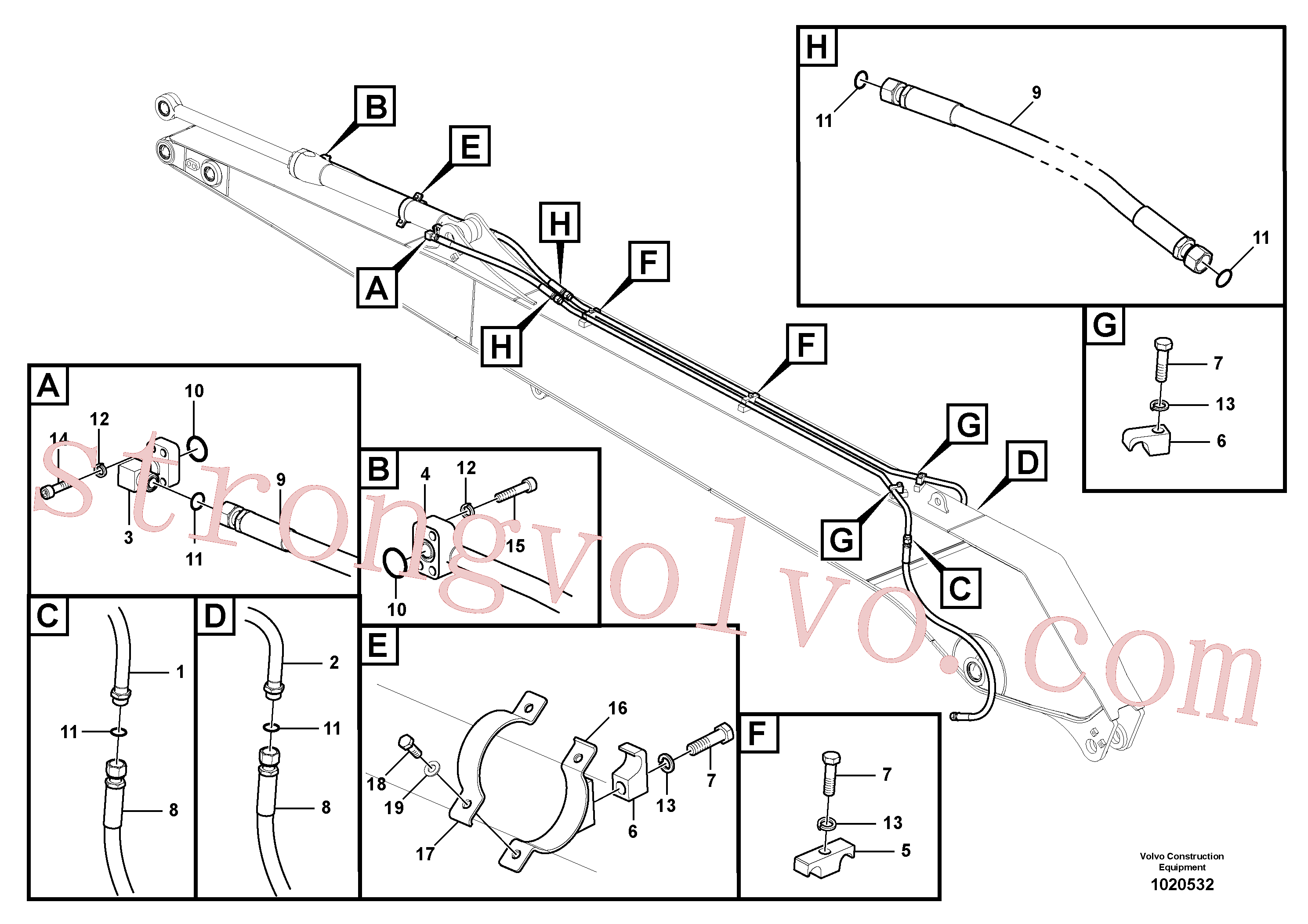 China Made VOE14546909 Pipe Volvo Acessórios para escavadeira