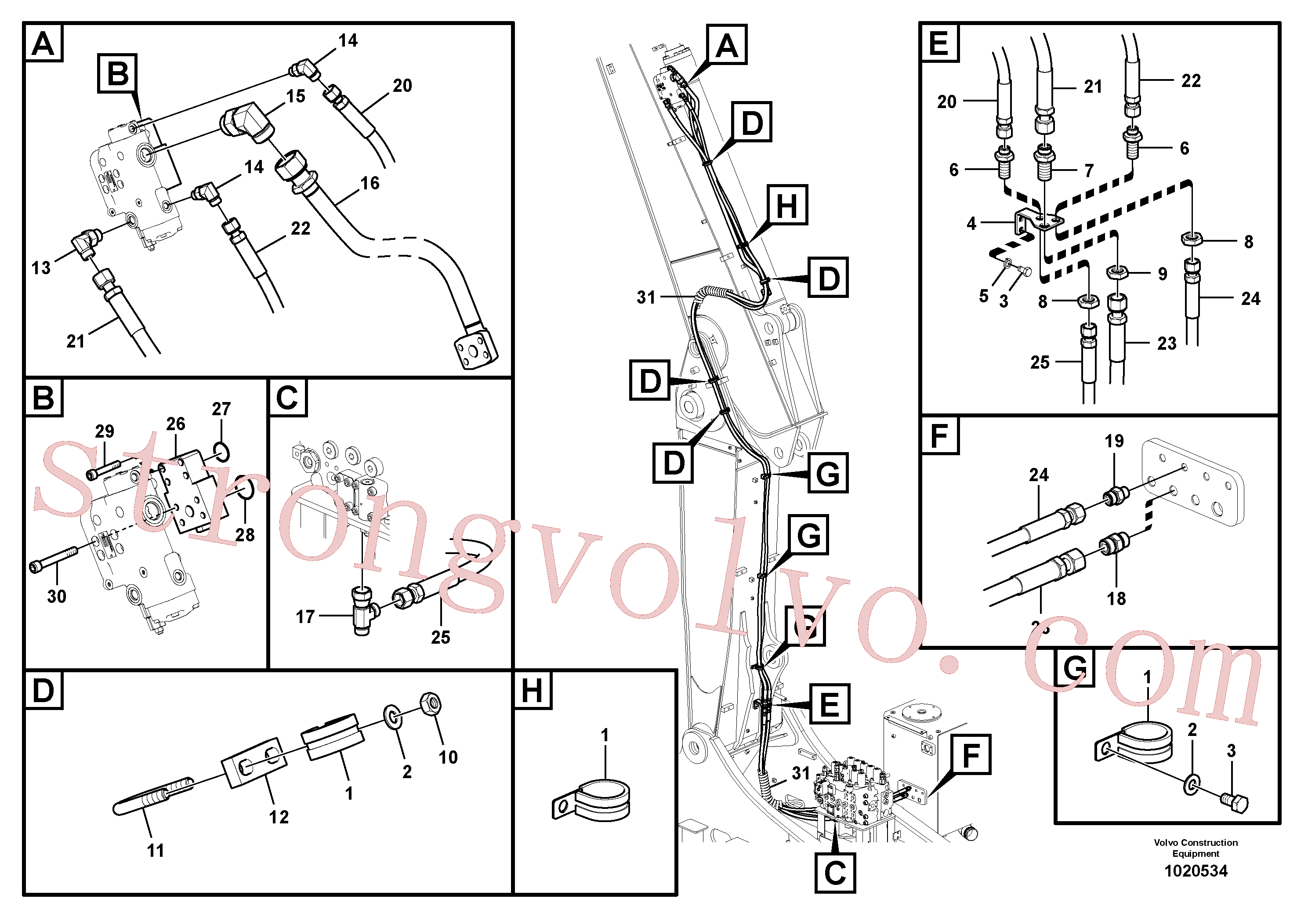 VOE936266 Volvo Hidráulica de serviço, ruptura do braço de afundamento para lança ajustável(1020534 Montagem)