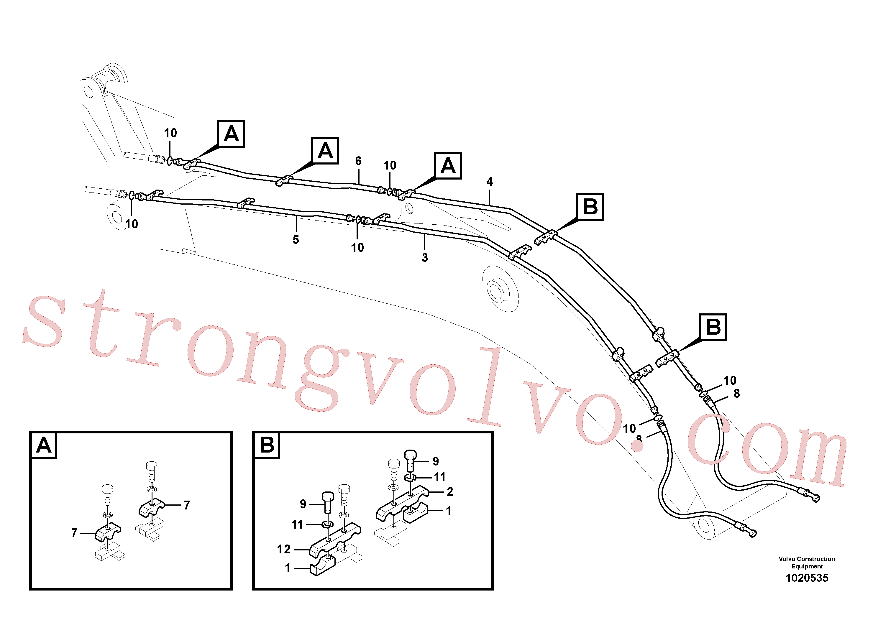 SA1174-53561 Volvo Hidráulica de serviço, martelo e cortador para lança(1020535 Montagem)