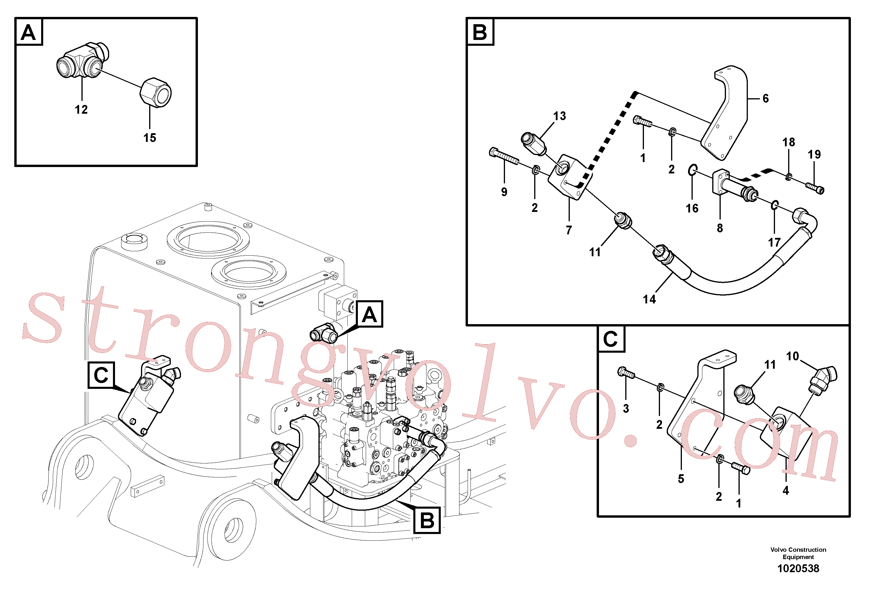 VOE14508418 Volvo Hidráulica de serviço, martelo e cortador para topo(1020538 Montagem)