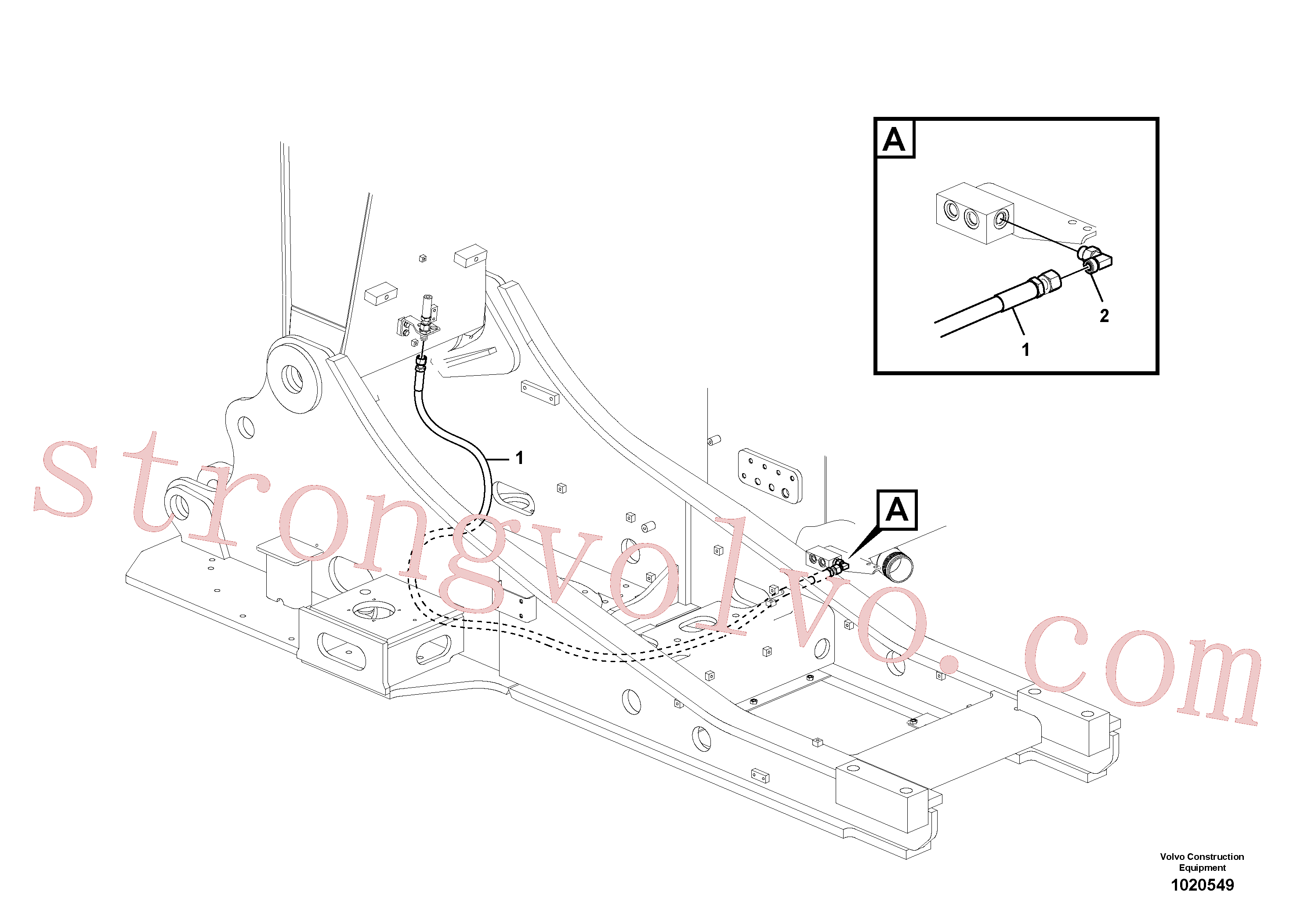 VOE13933868 Volvo Hidráulica de serviço, fuga de óleo na estrutura superior(1020549 Montagem)