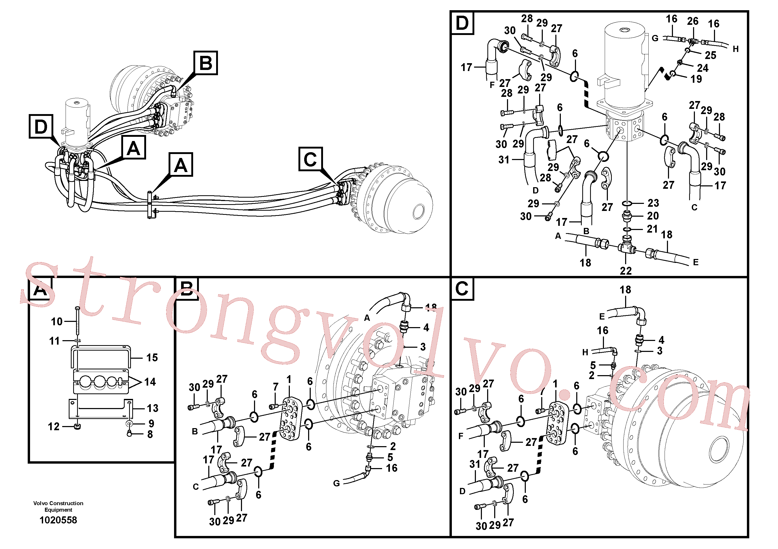 VOE15167809 Volvo Linha da rótula, rótula ao motor de curso(1020558 Montagem)