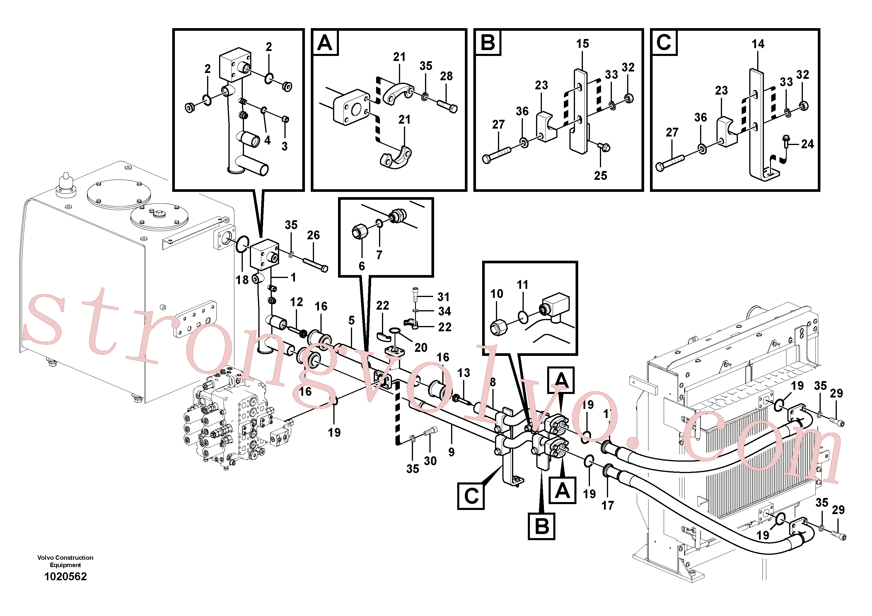 VOE14531081 Volvo Sistema hidráulico, tanque hidráulico para o refrigerador de óleo hidráulico(1020562 Montagem)