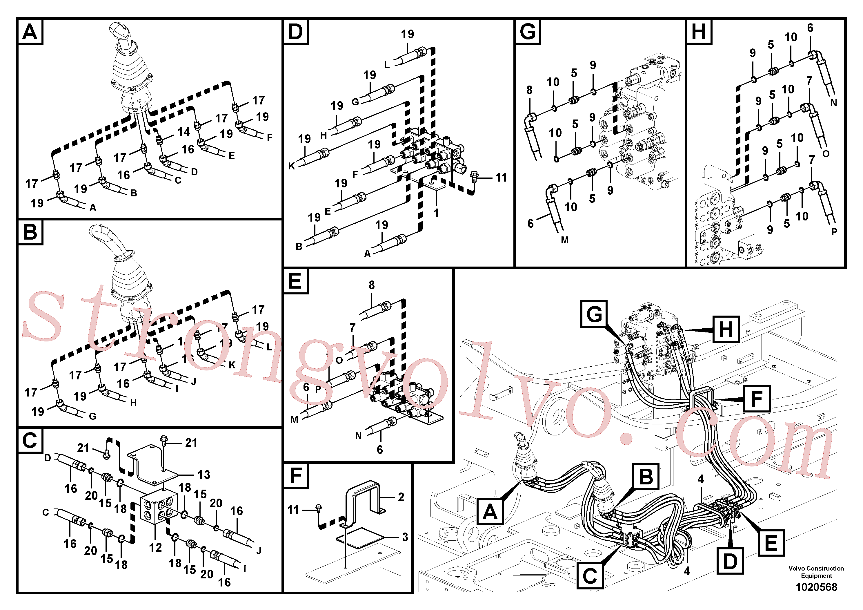 VOE937131 Volvo Sistema servomotor, válvula de comando para válvula de comando à distância(1020568 Montagem)