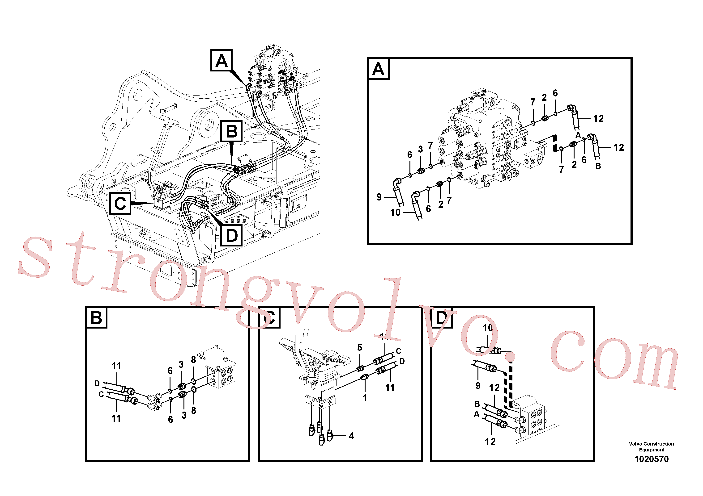 VOE936752 Volvo Sistema servomotor, válvula de comando para pedal da válvula de comando(1020570 Montagem)
