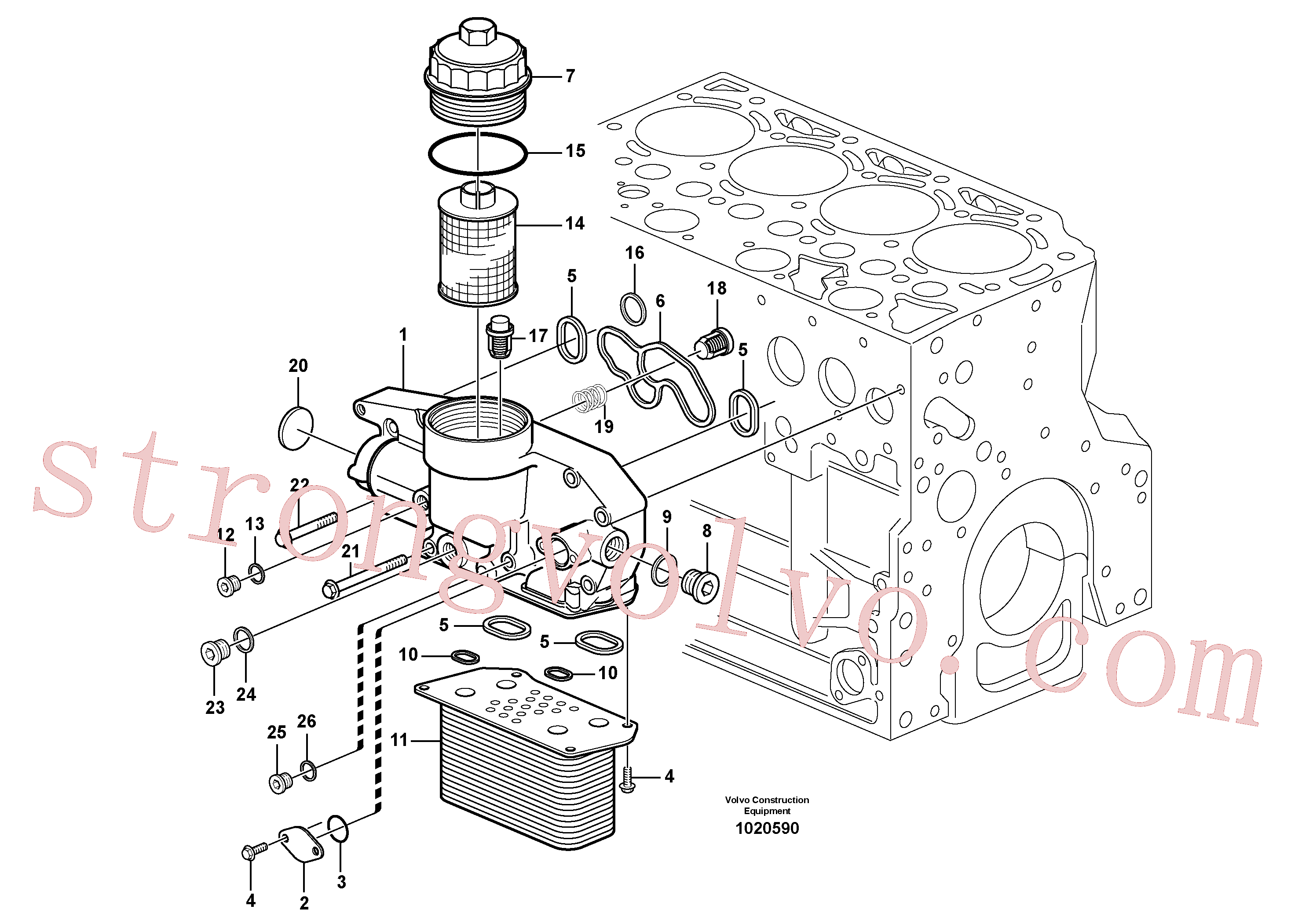 VOE20460123 Volvo Refrigerador de óleo(1020590 Montagem)