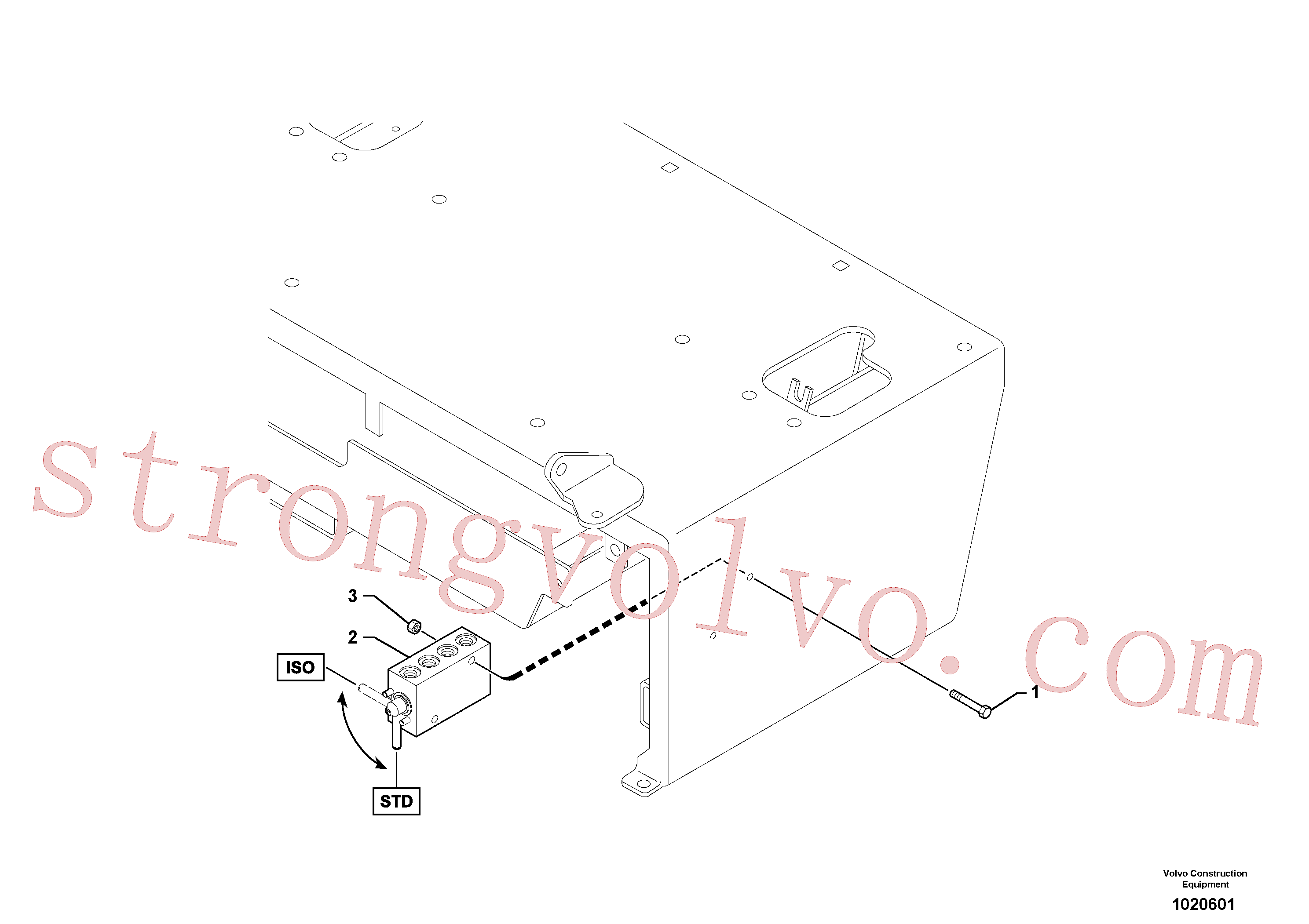 PJ4380036 Volvo Instalação do interruptor do selector de comando(1020601 Montagem)