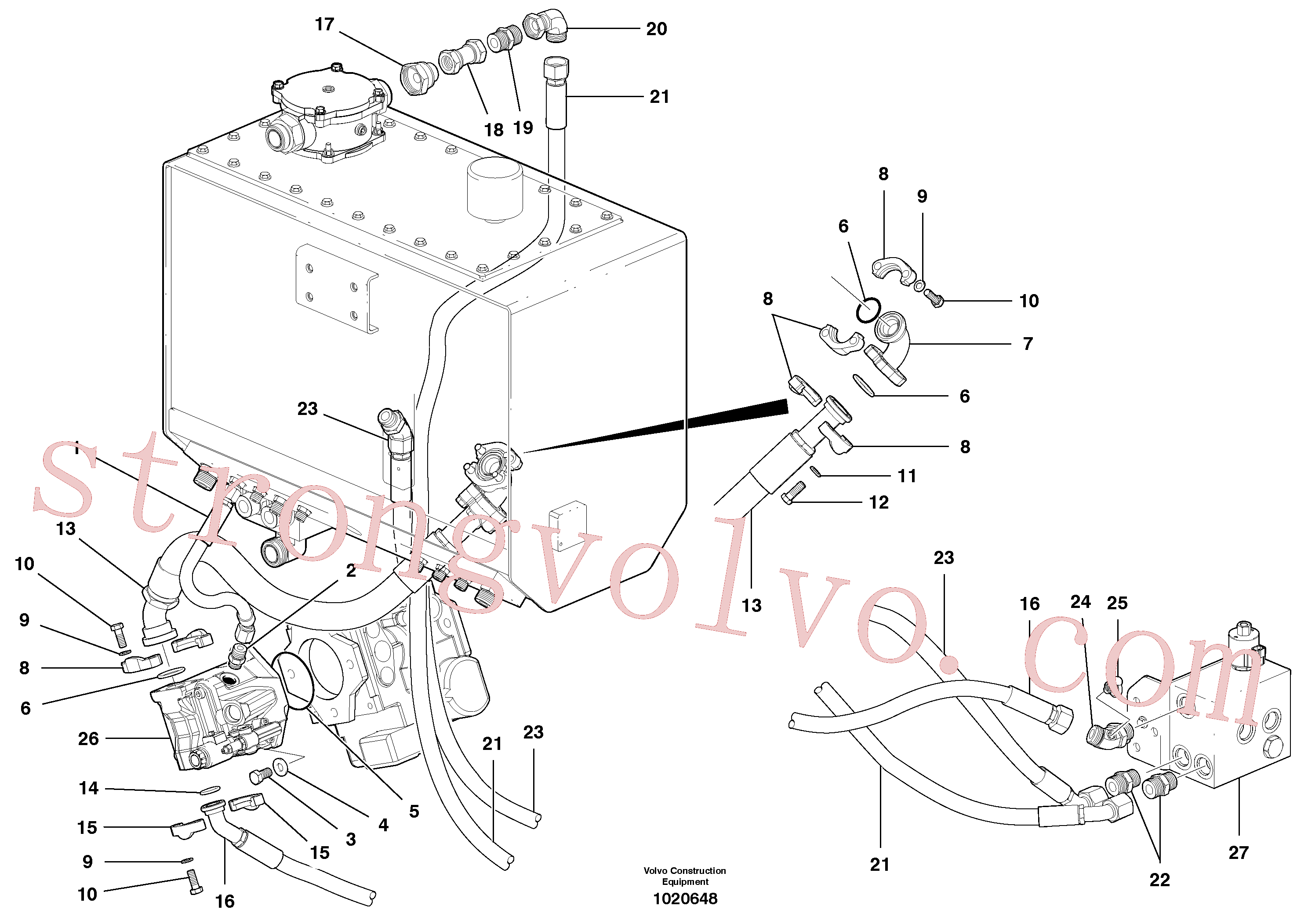 VOE936665 Volvo Circuito hidráulico do ventilador - dianteiro - tracção integral (awd)(1020648 Montagem)