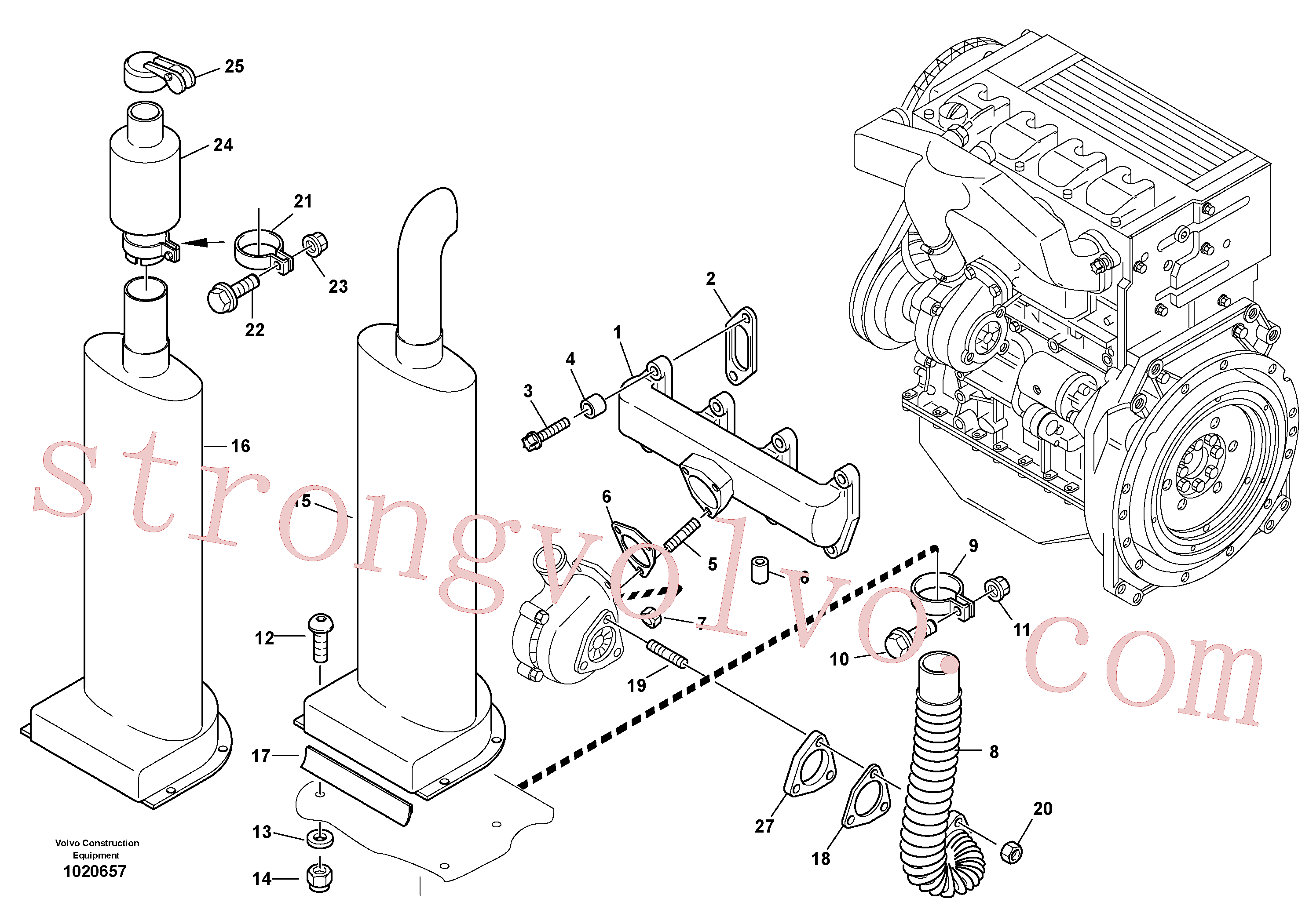 VOE11700293 Volvo Sistema de escape(1020657 Montagem)