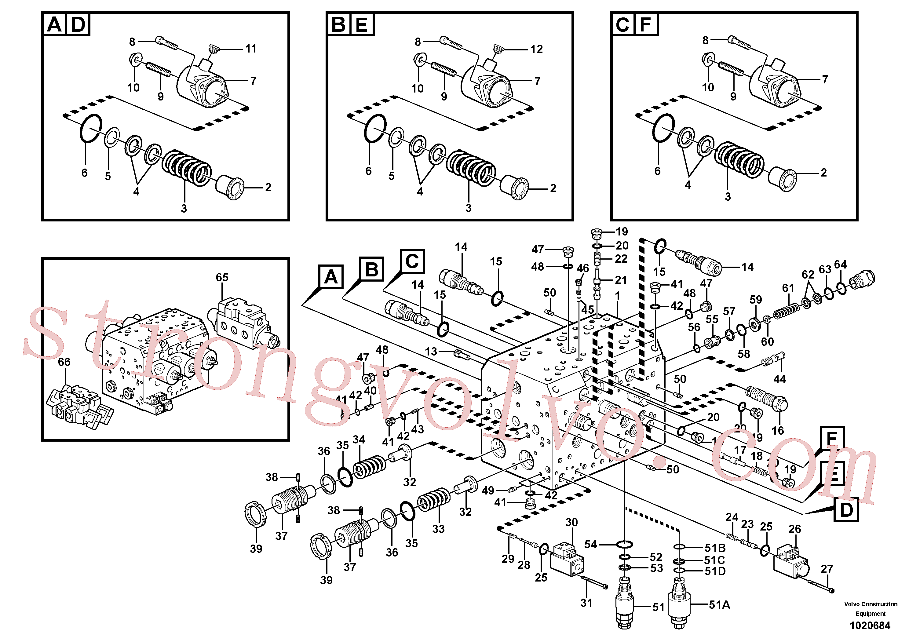 VOE11704927 Volvo Conjunto da válvula principal, bloco de montagem(1020684 Montagem)