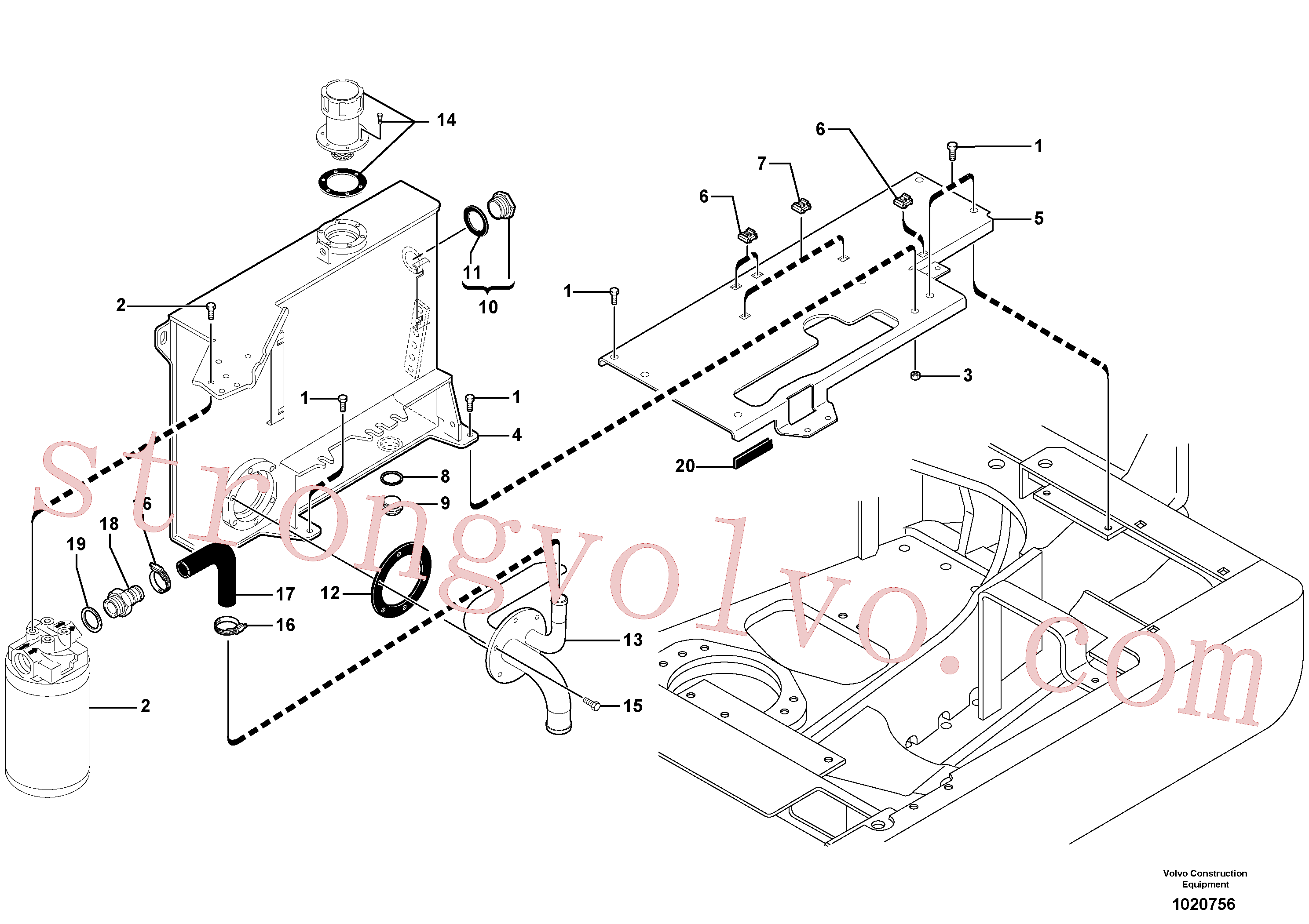 VOE11806102 Volvo Depósito de óleo hidráulico(1020756 Montagem)