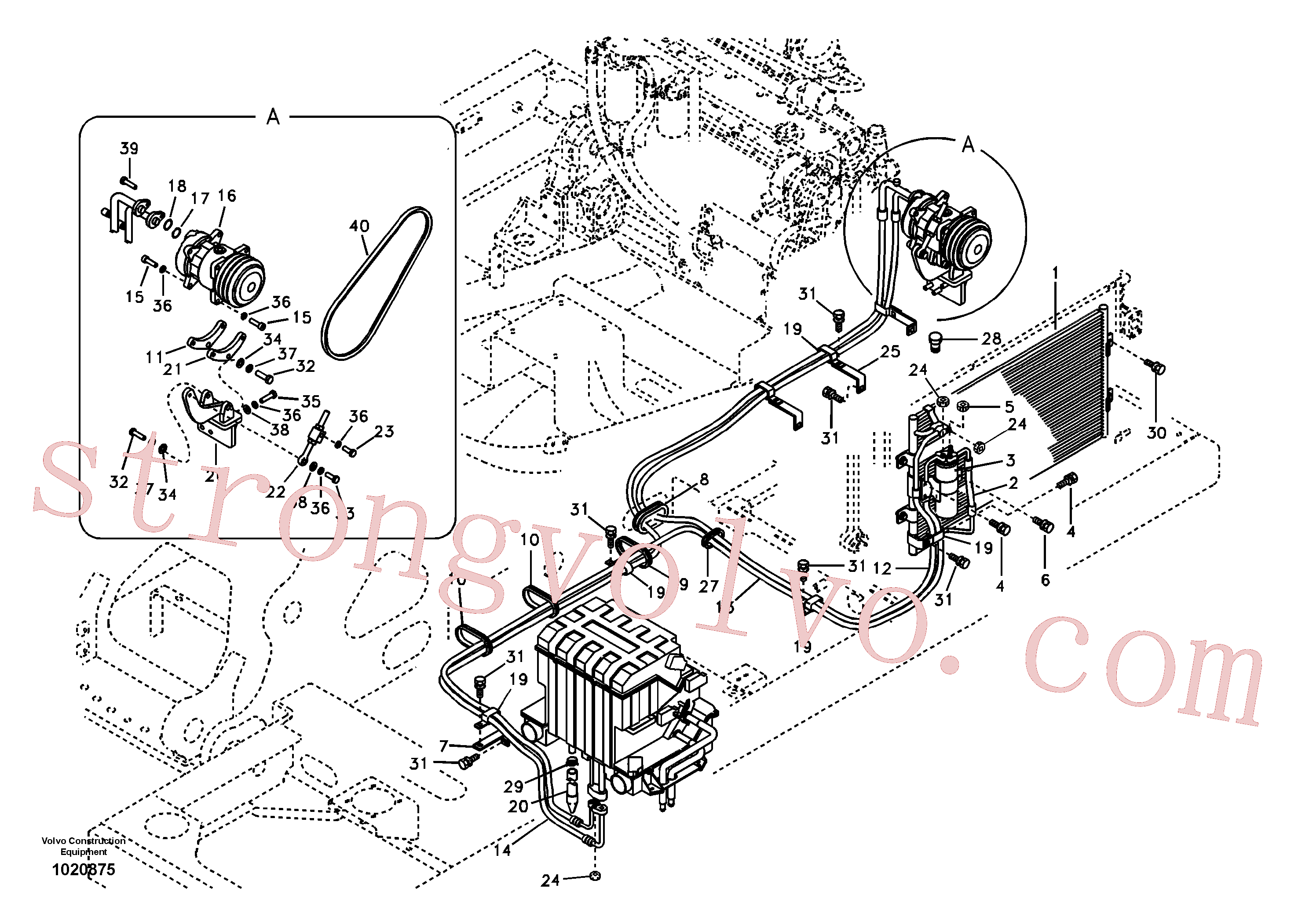 SA1048-00070 Volvo Linha da unidade do ar condicionado(1020875 Montagem)