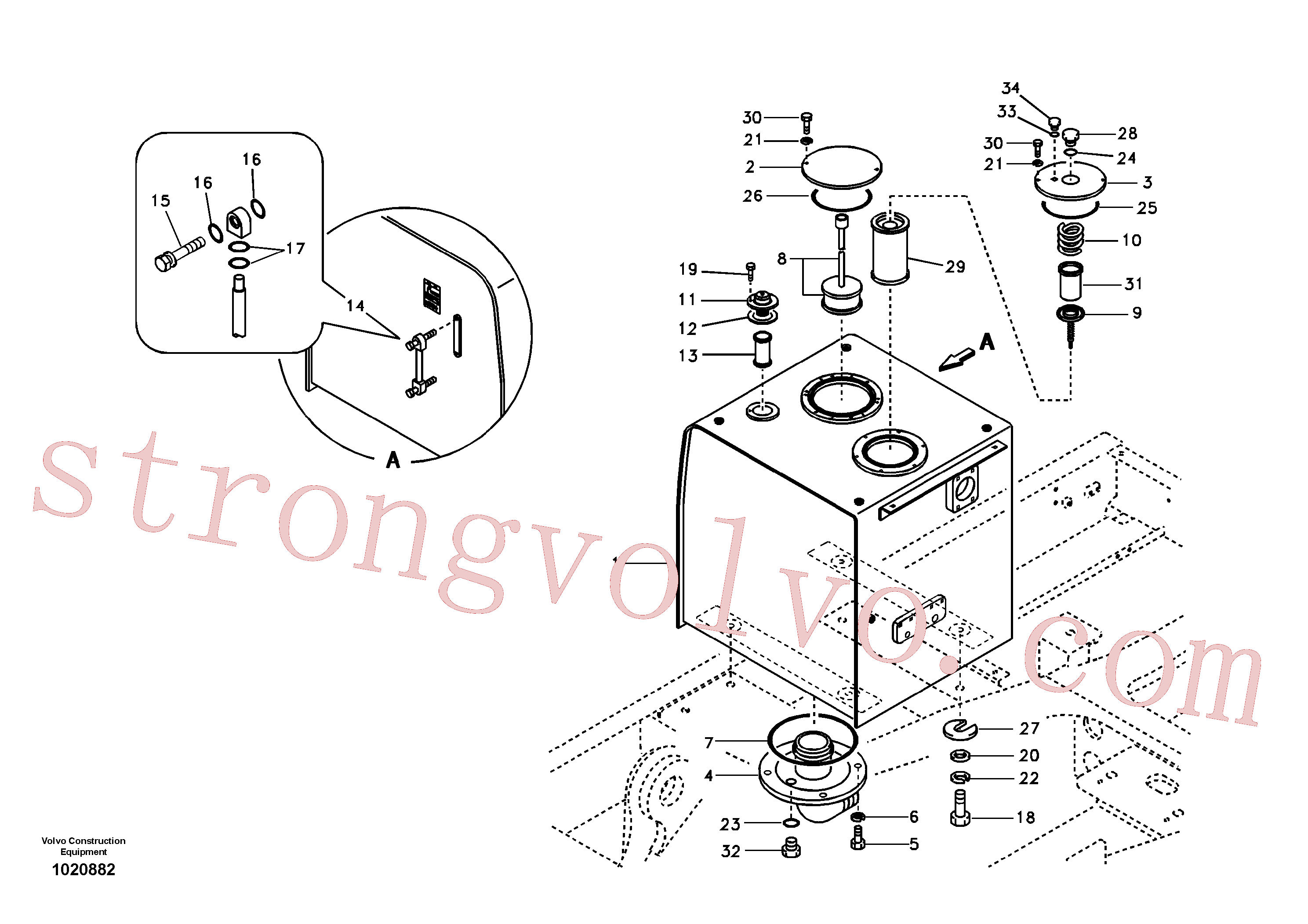 VOE14536384 Volvo Depósito de óleo hidráulico(1020882 Montagem)