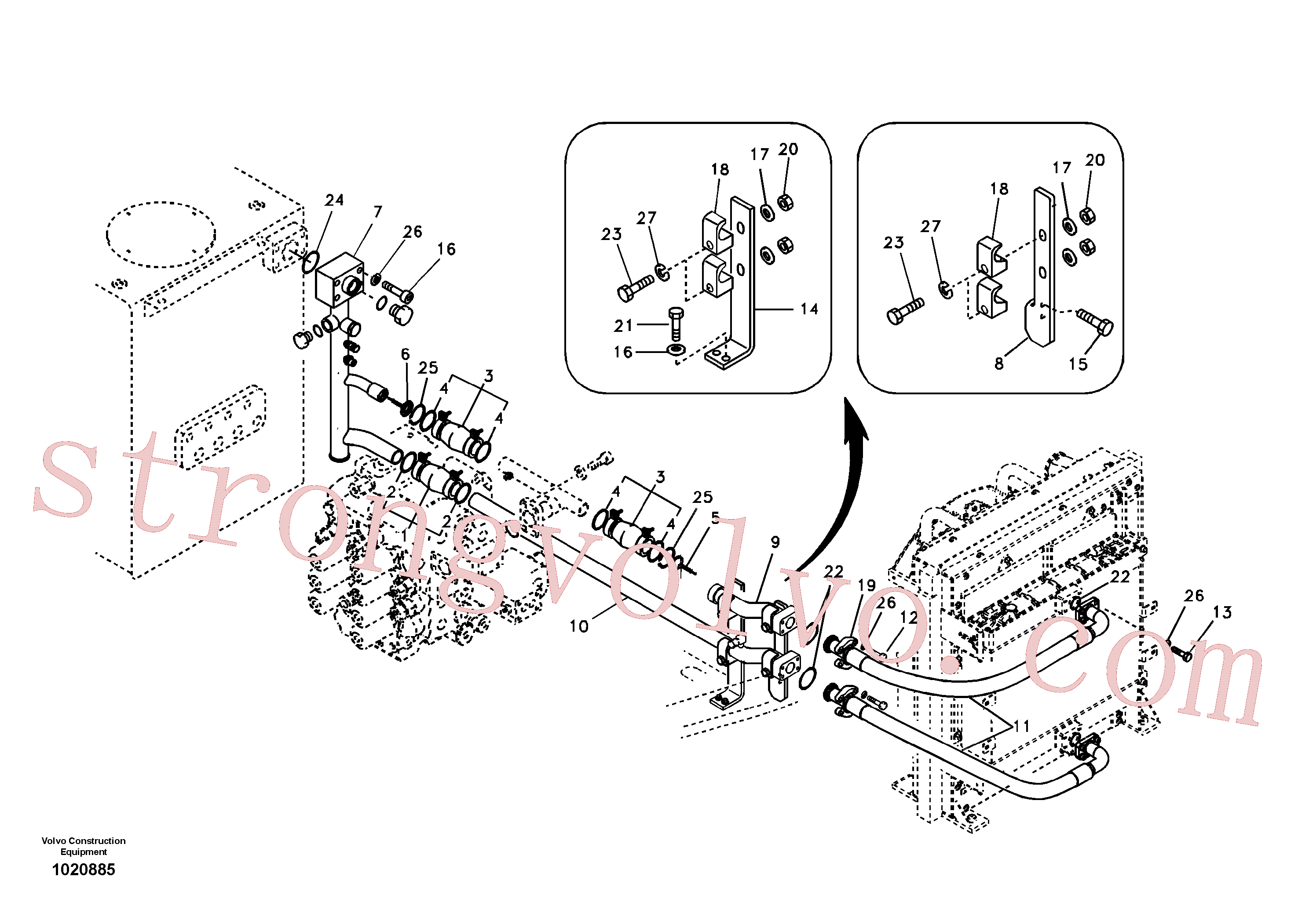 VOE14531075 Volvo Sistema hidráulico, tanque hidráulico para a bomba hidráulica(1020885 Montagem)