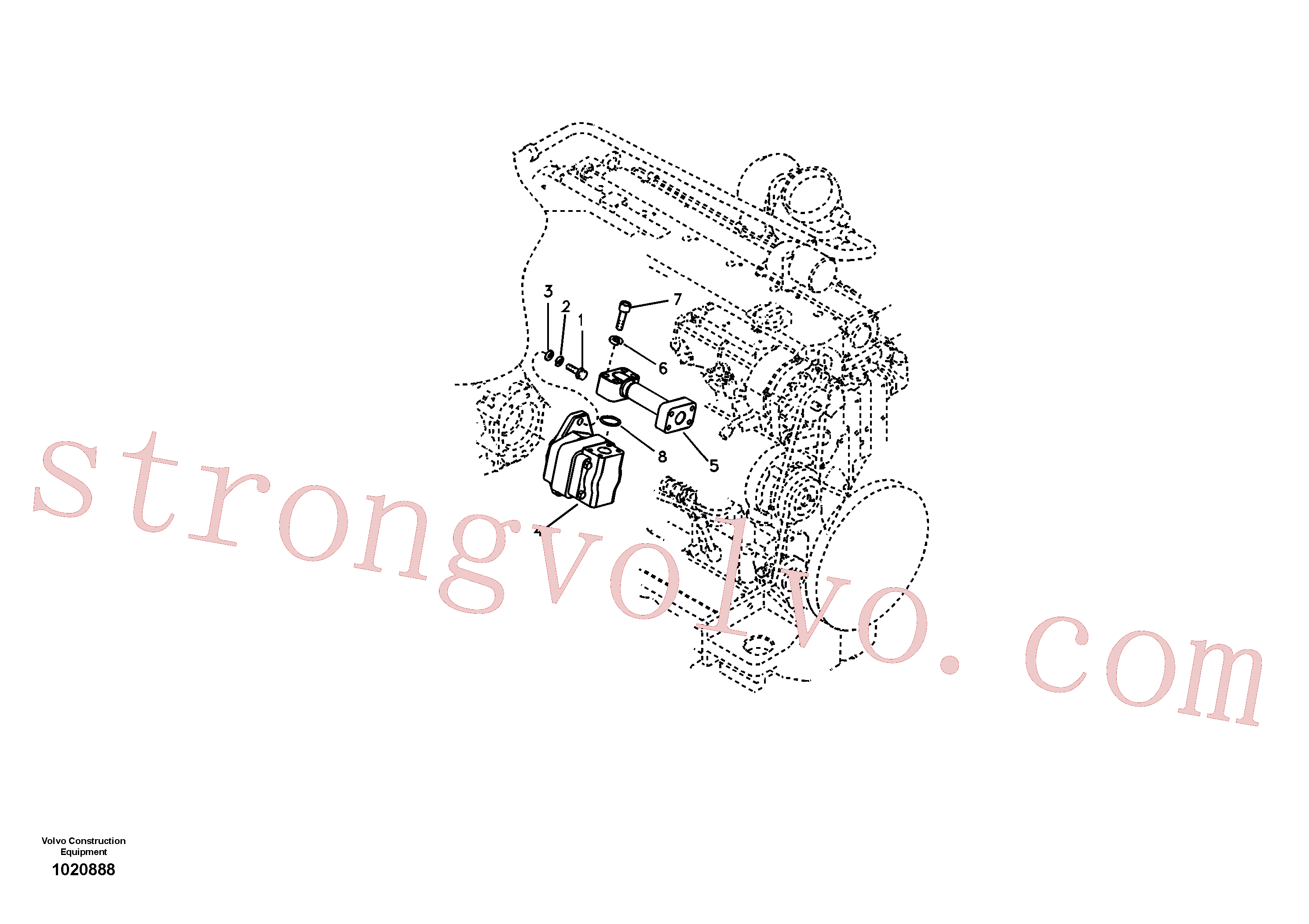 VOE14532100 Volvo Sistema hidráulico, suporte da bomba refrigerante do óleo(1020888 Montagem)