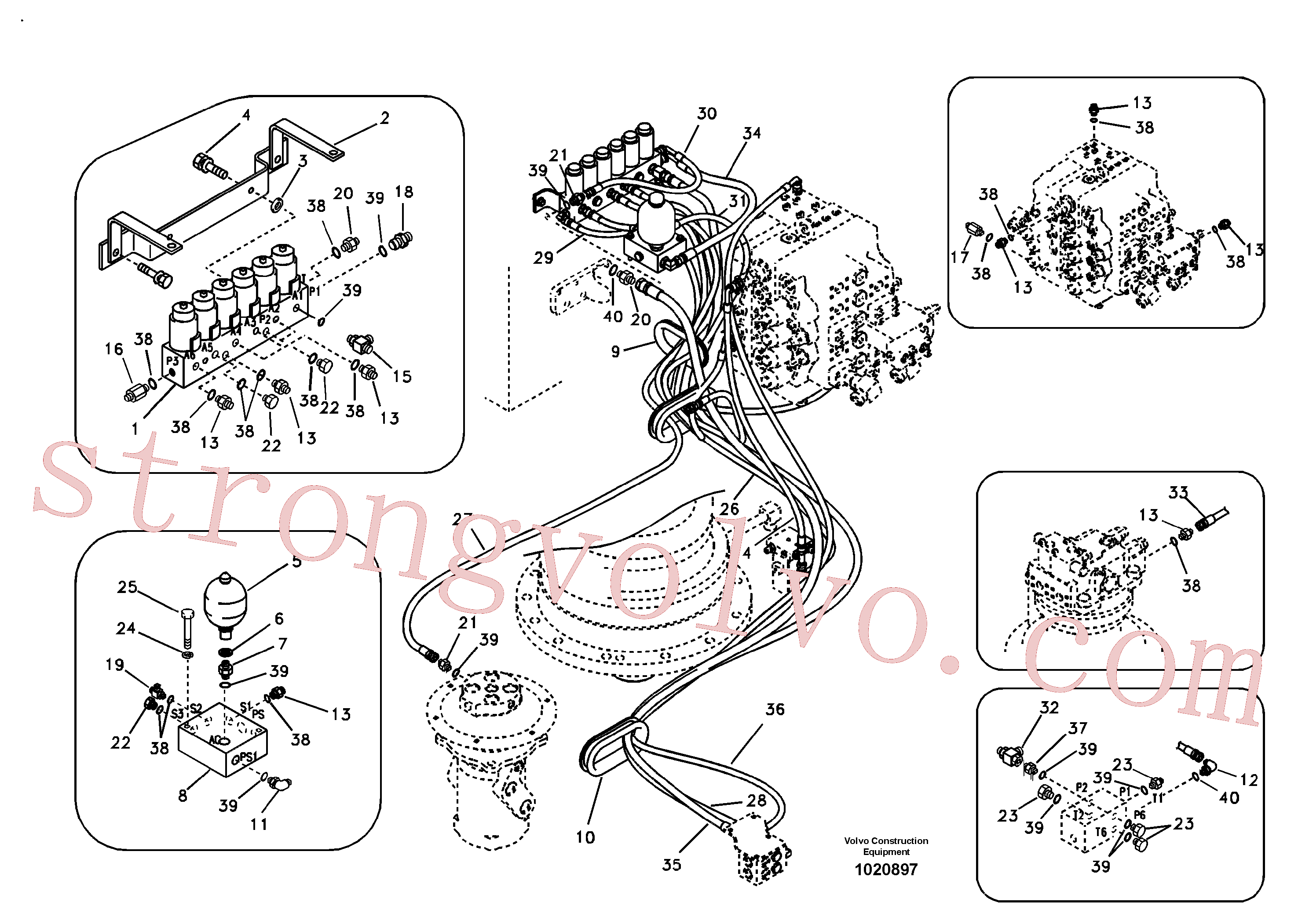 SA9451-02240 Volvo Sistema servomotor, válvula de comando para válvula solenóide(1020897 Montagem)