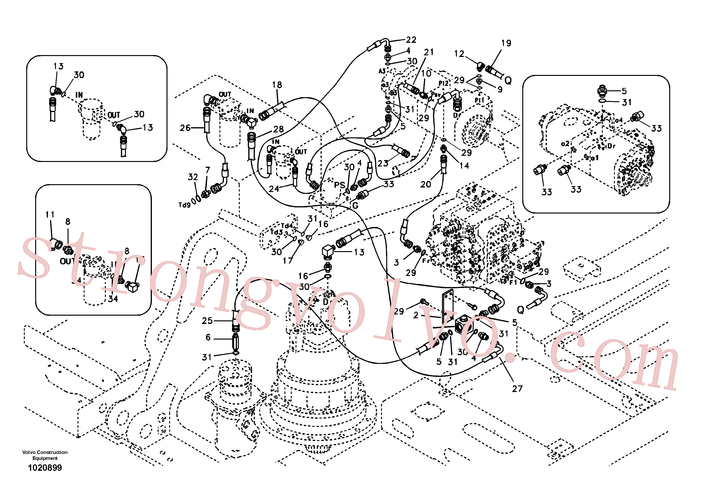 SA9453-06208 Volvo Sistema servomotor, suporte do filtro e tubagem da bomba(1020899 Montagem)