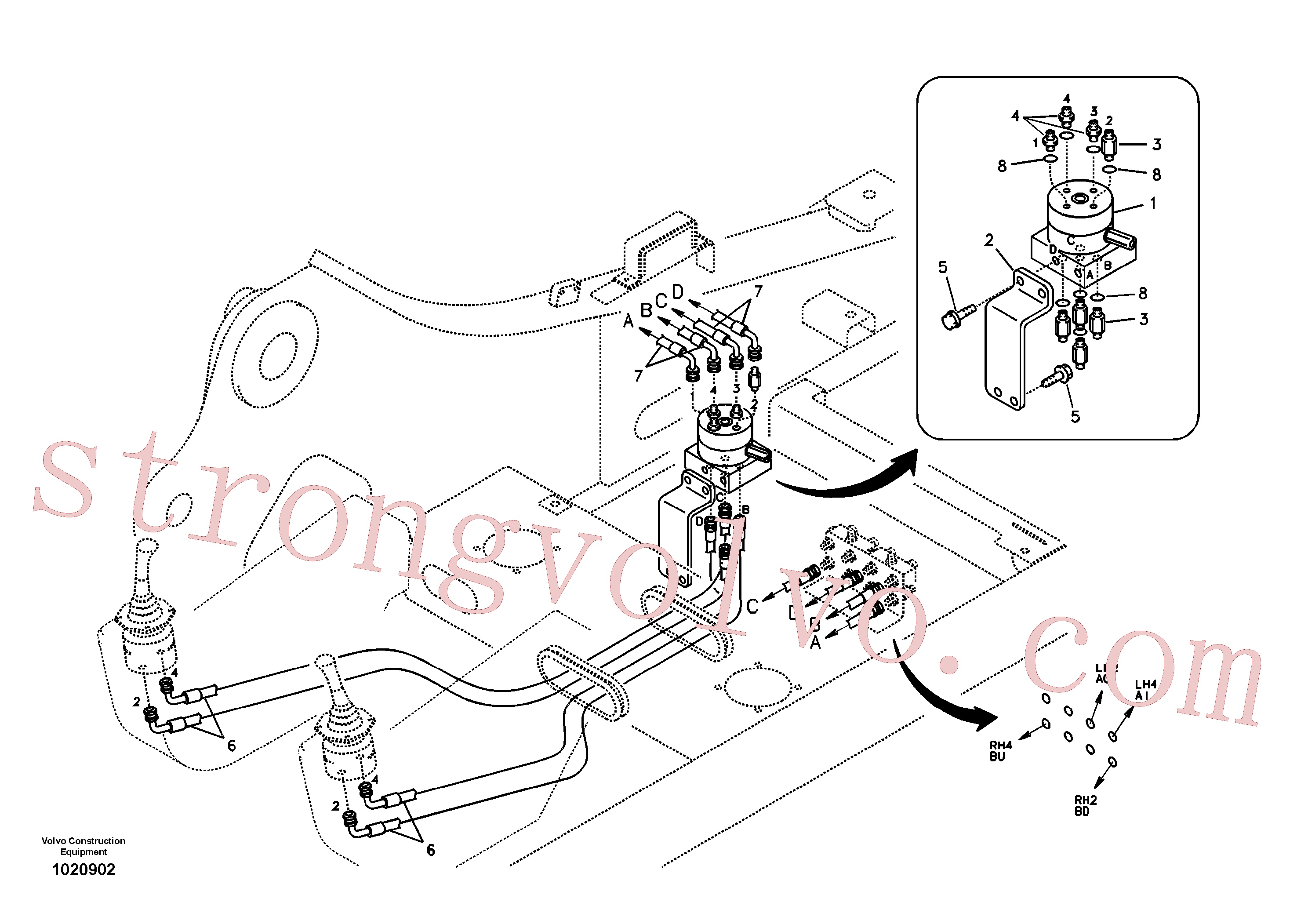 VOE14531593 Volvo Sistema servomotor, mudança da função da alavanca(1020902 Montagem)