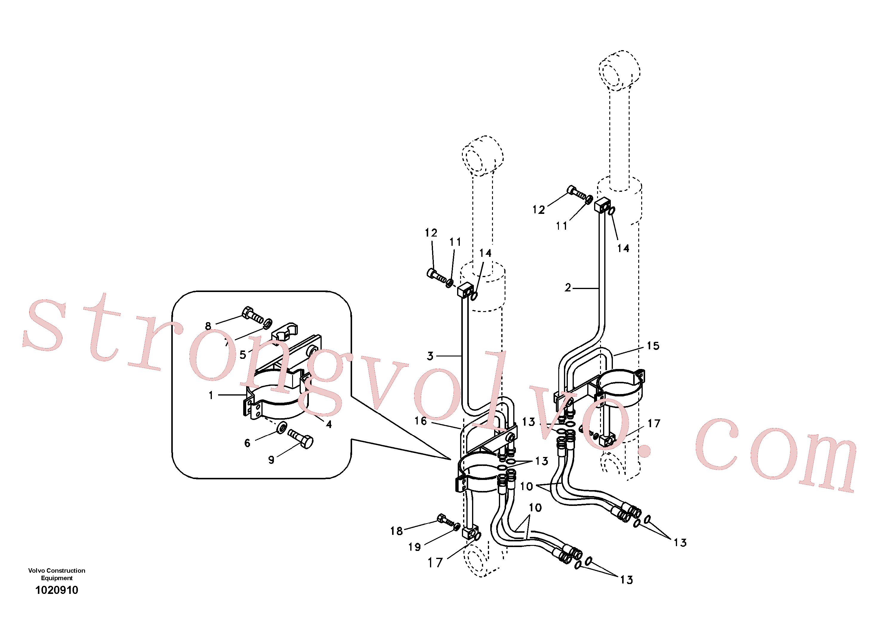 VOE937002 Volvo Hidráulica de serviço, cilindro da lança(1020910 Montagem)