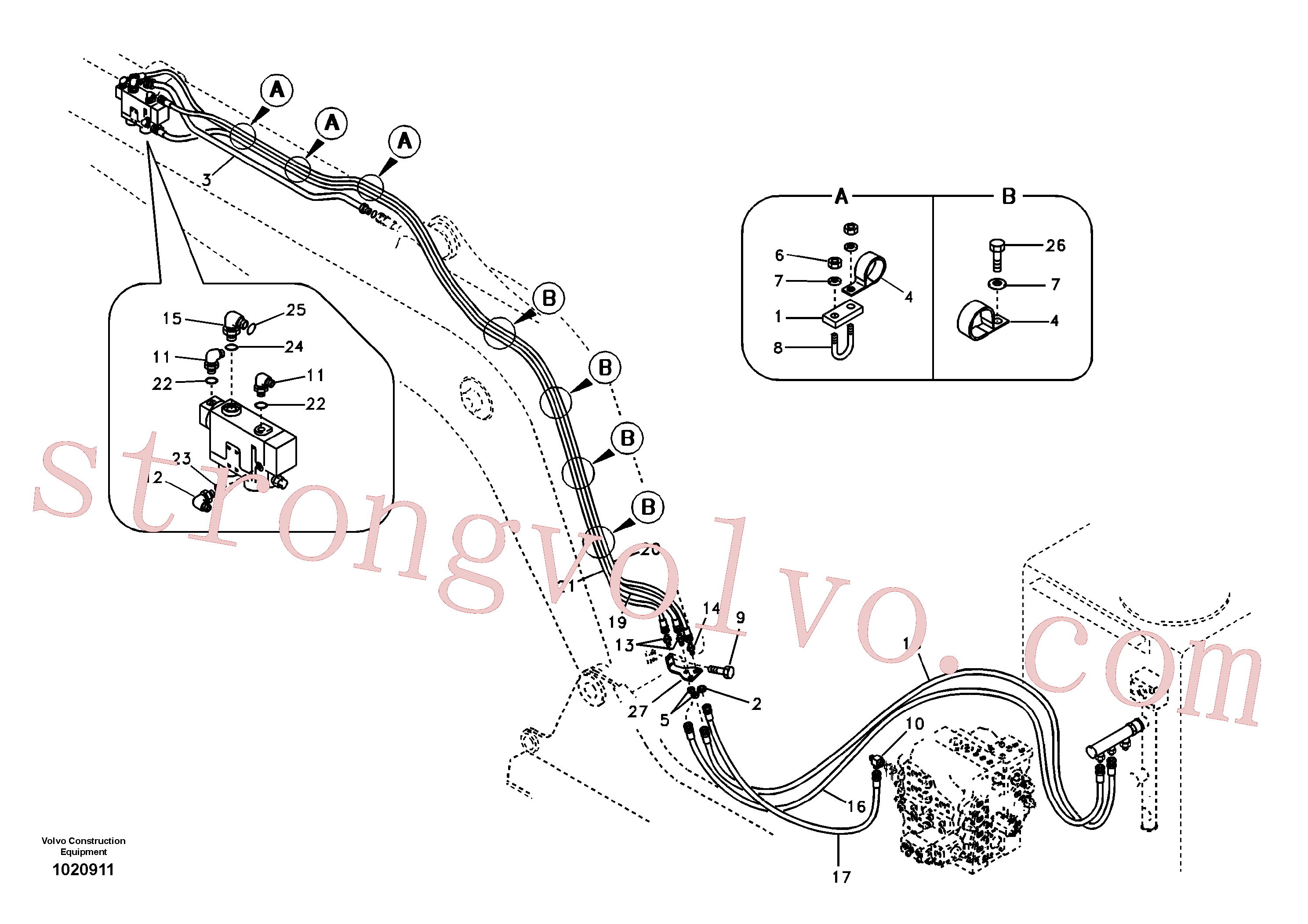 SA9451-04347 Volvo Hidráulica de serviço, ruptura do braço de afundamento(1020911 Montagem)