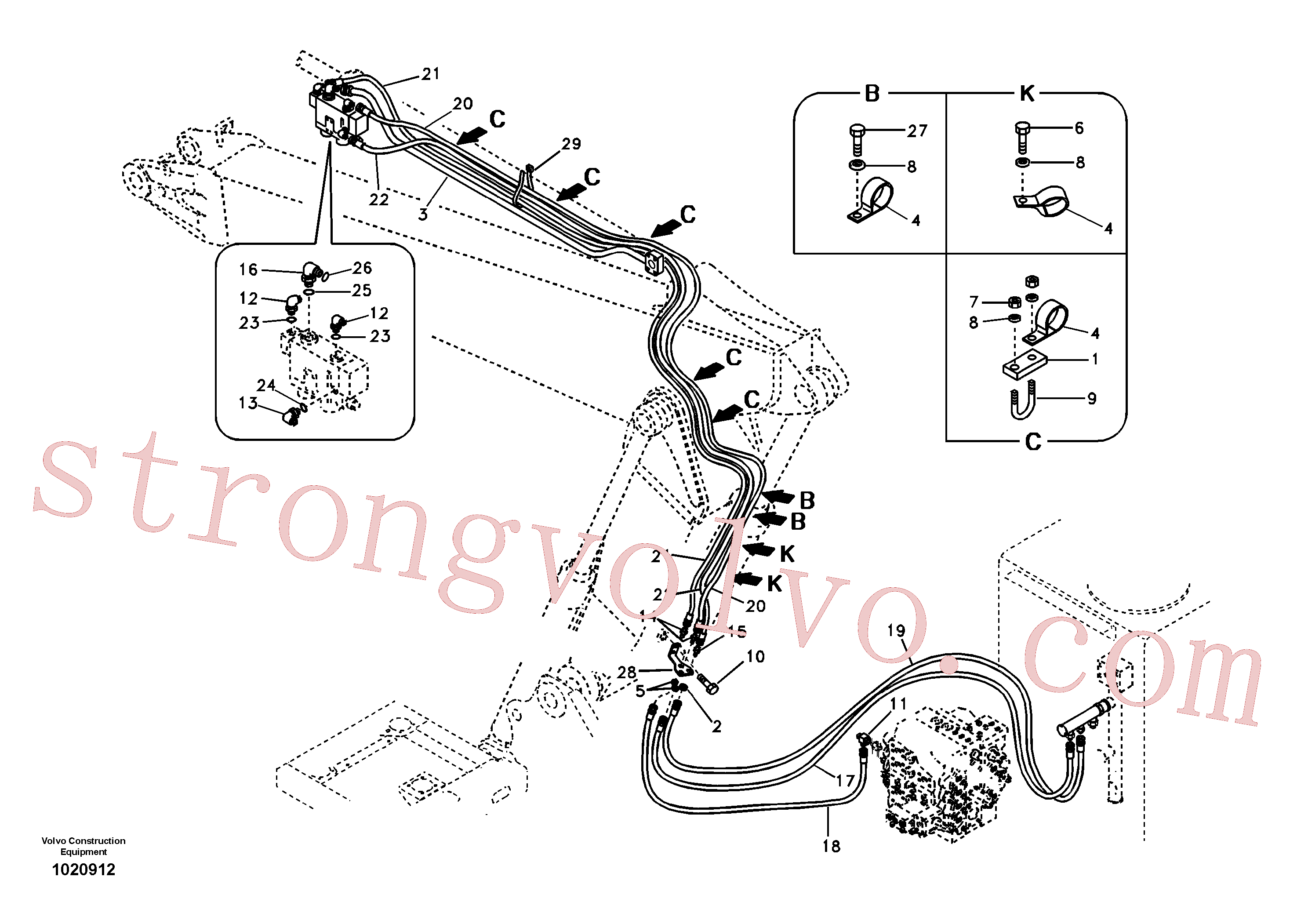 SA9451-04347 Volvo Hidráulica de serviço, ruptura do braço de afundamento para lança ajustável(1020912 Montagem)