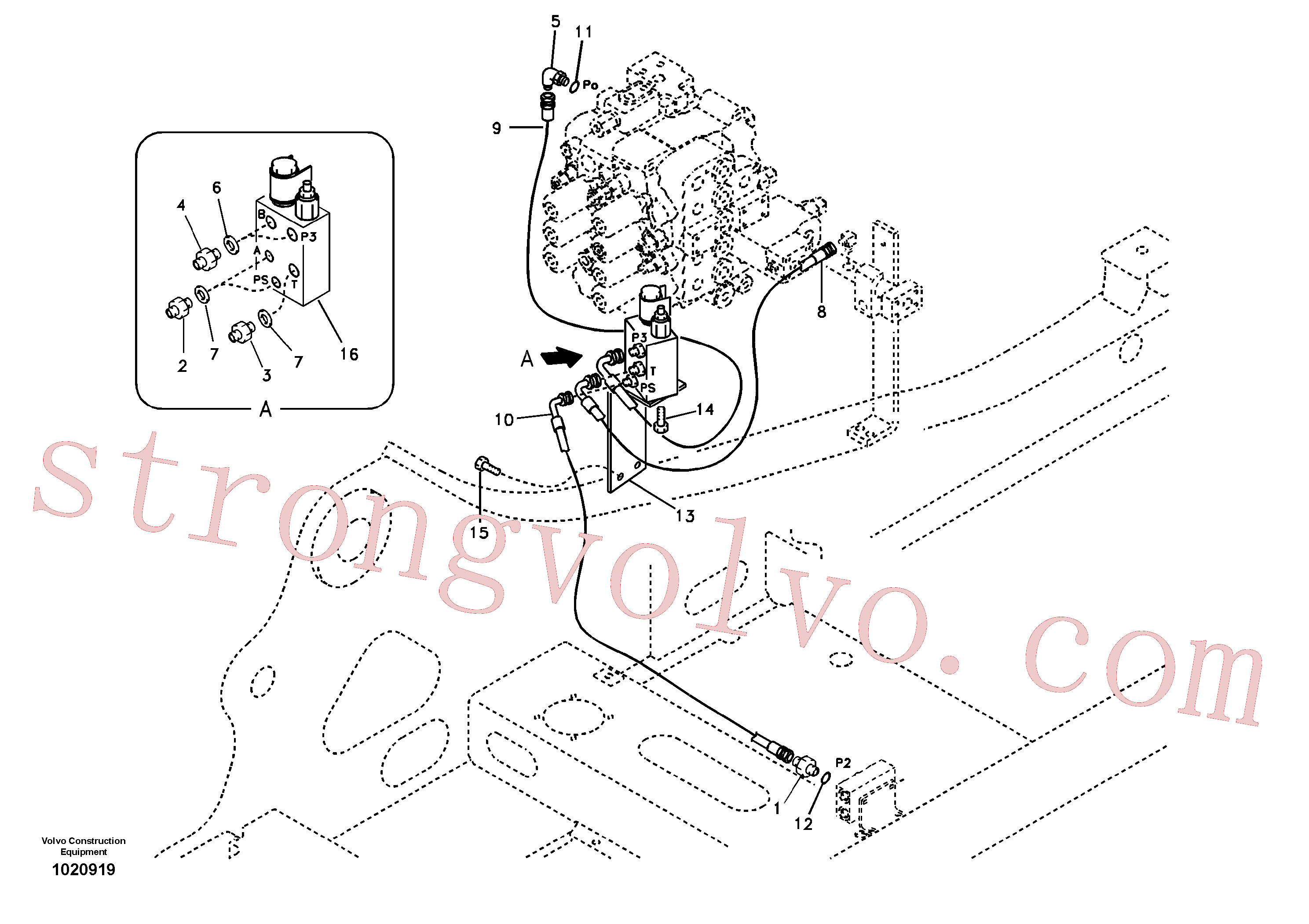 VOE14536618 Volvo Hidráulica de serviço, encaixe rápido na estrutura superior(1020919 Montagem)