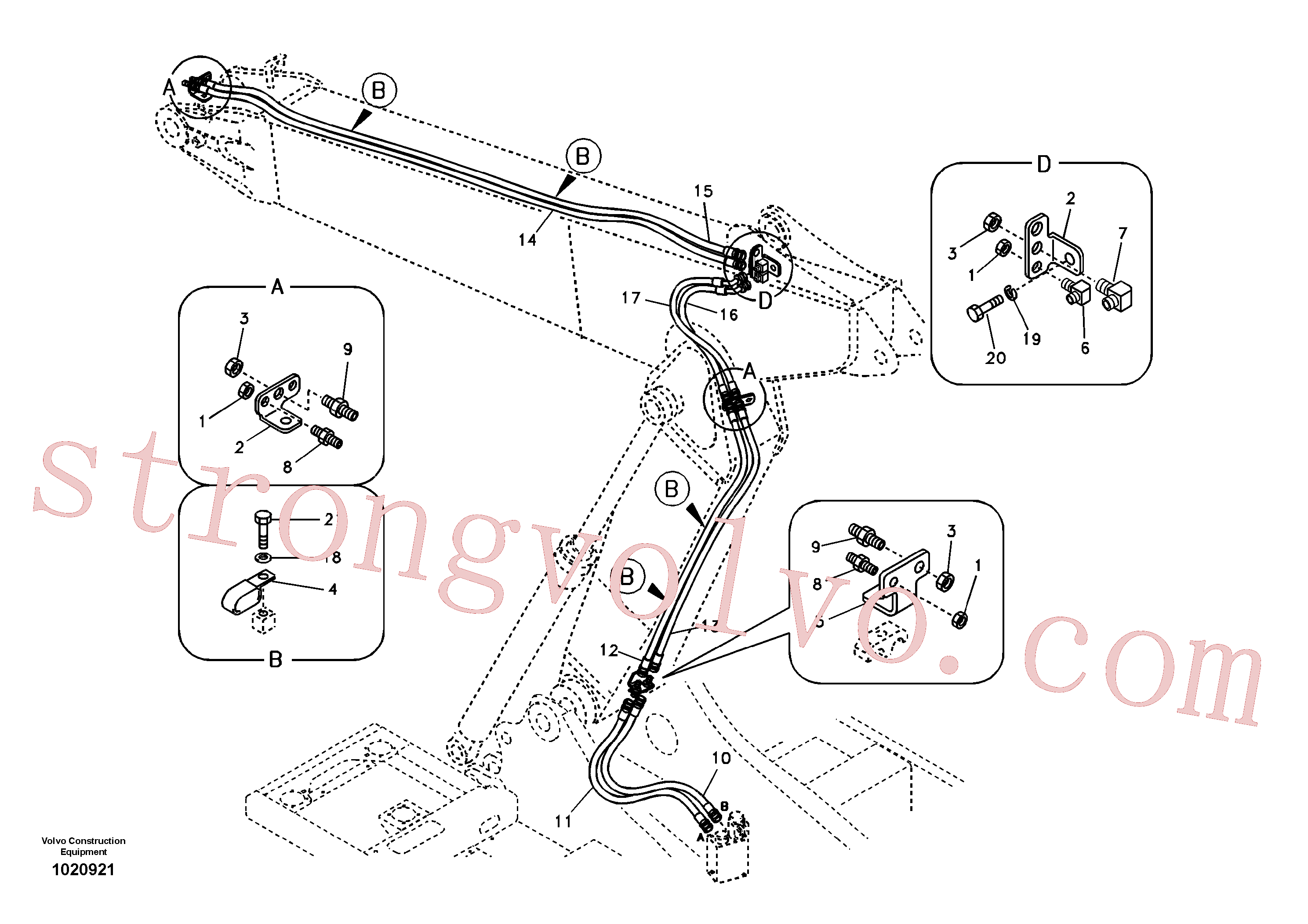SA9453-03619 Volvo Hidráulica de serviço, encaixe rápido na lança ajustável(1020921 Montagem)